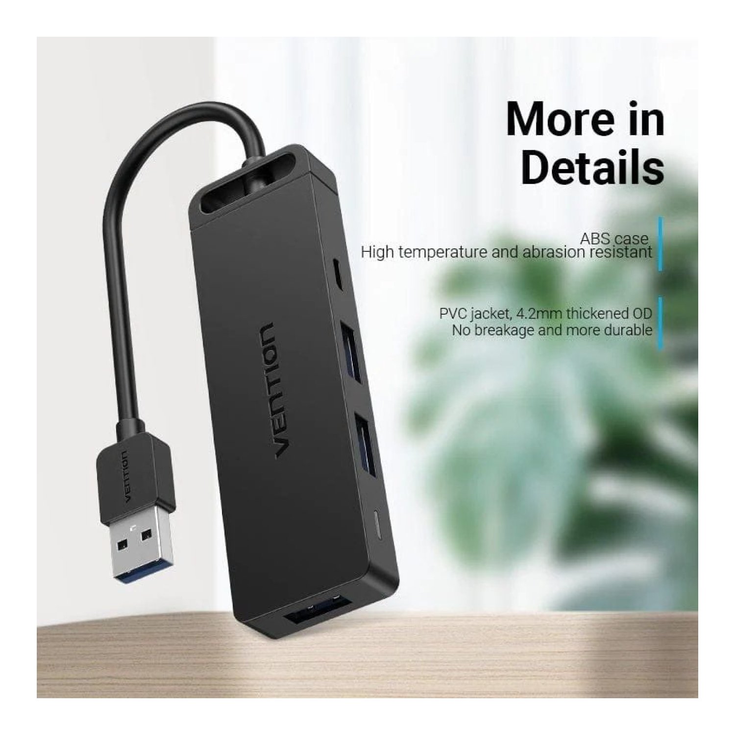 Vention Hub USB 3.0 · 3x USB · 1x Micro USB PD · Lector Tarjetas
