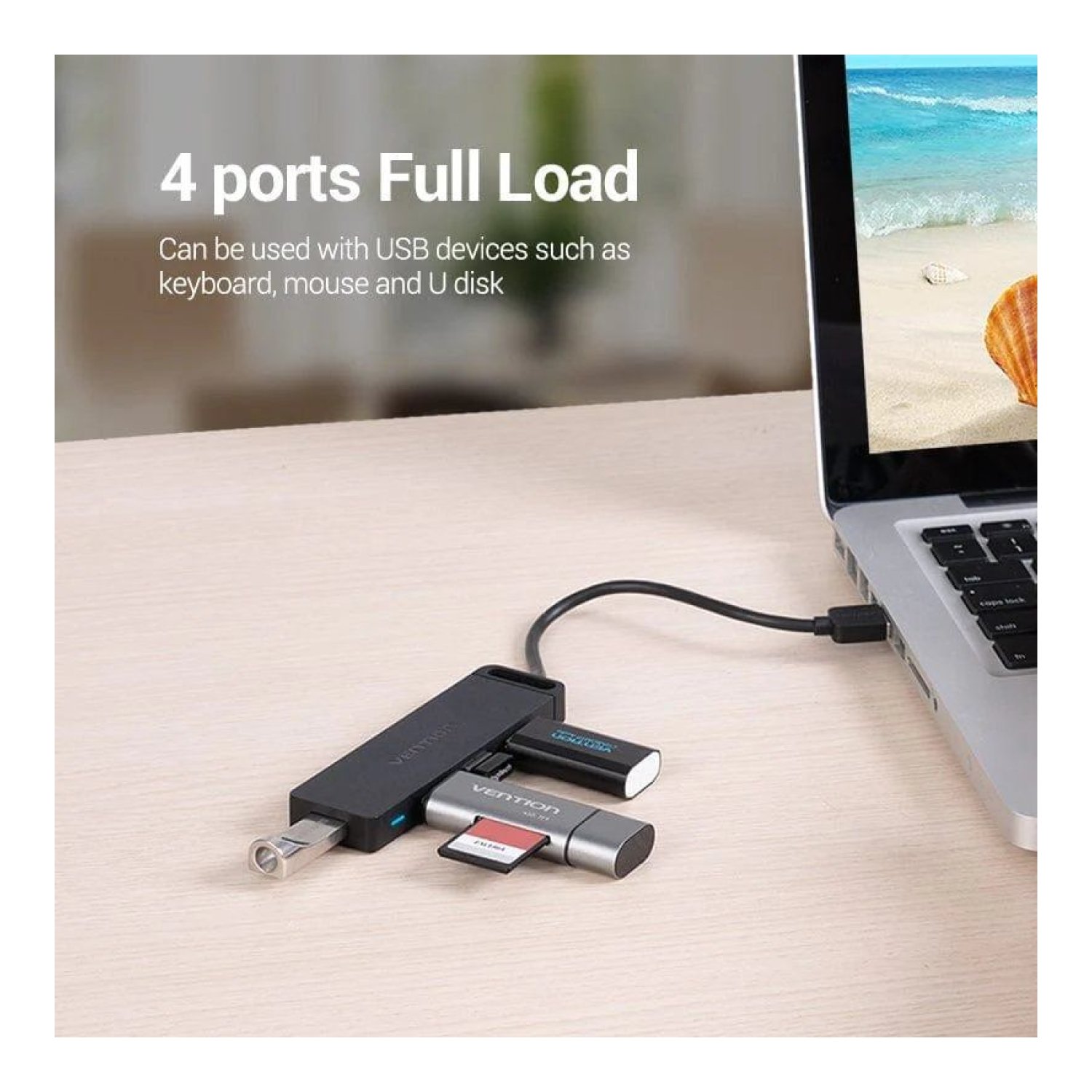 Vention Hub USB 2.0 · 4 Puertos USB · Conectividad Múltiple