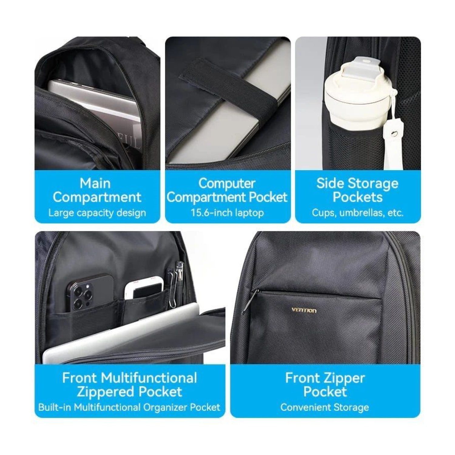 Vention KRMB0 · Mochila para Portátil · 15,6" · 20L · Negra