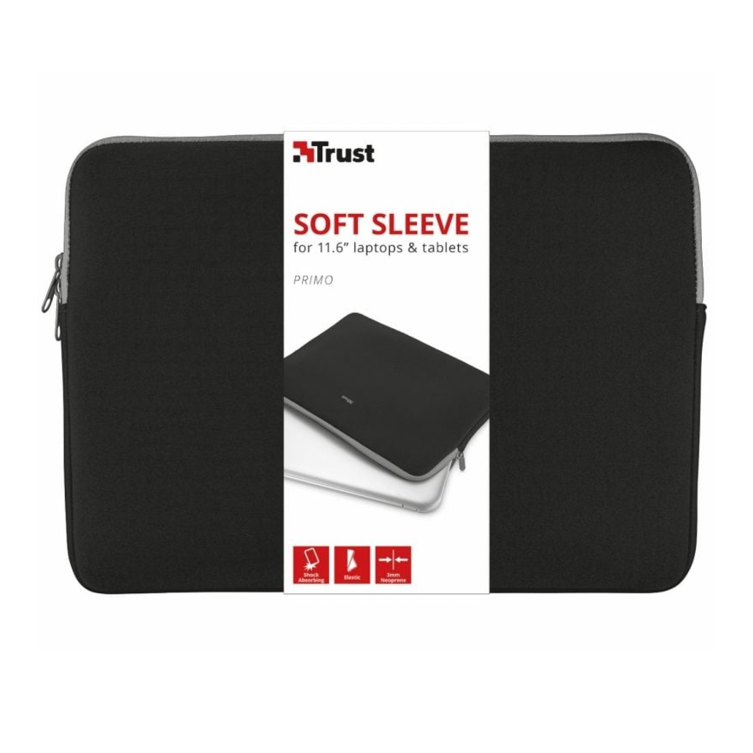 Trust Primo Soft Sleeve · Funda Portátil/Tablet · Hasta 11,6" · Negra