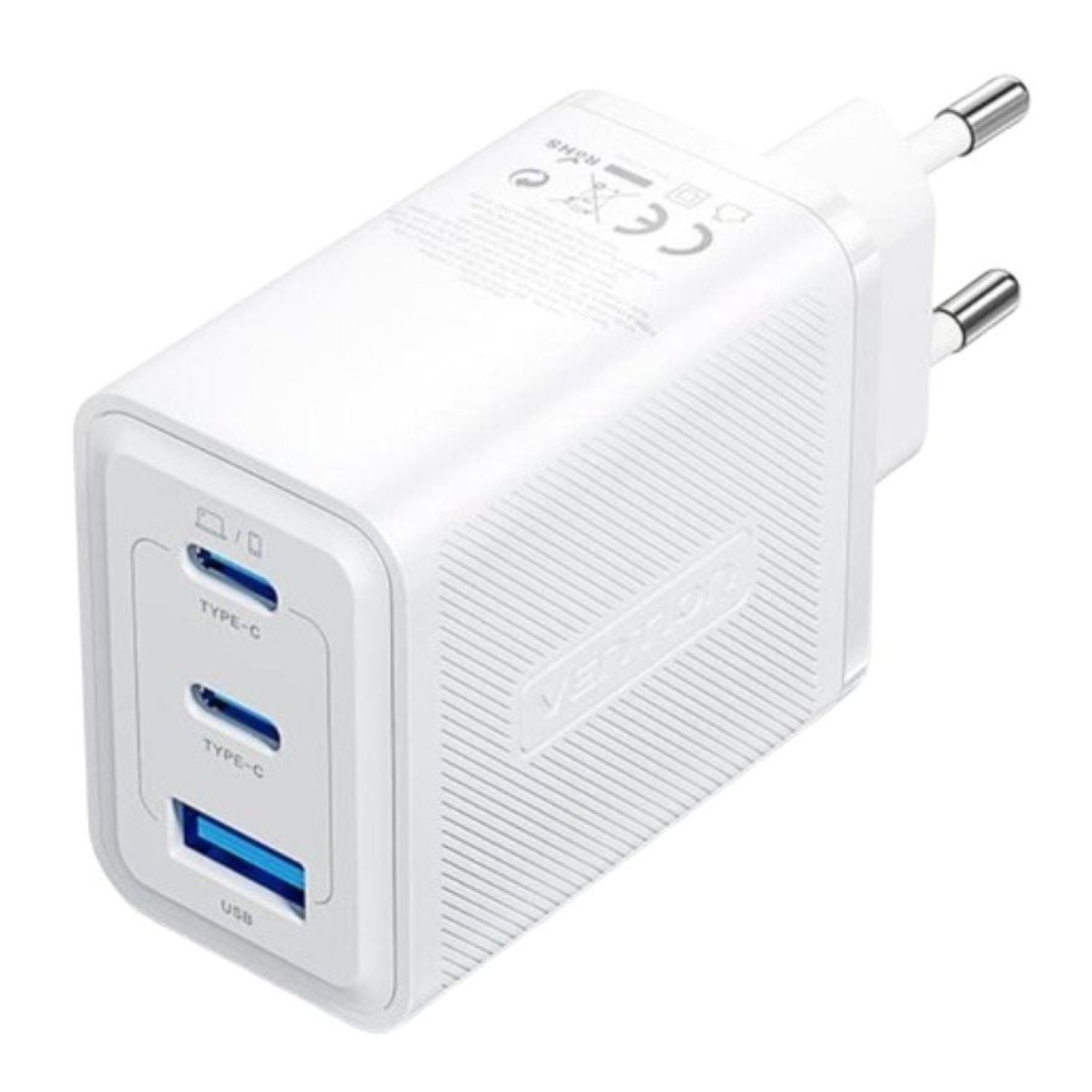 Vention Cargador GaN de Pared · 65W · 2 USB-C + 1 USB · Carga Rápida