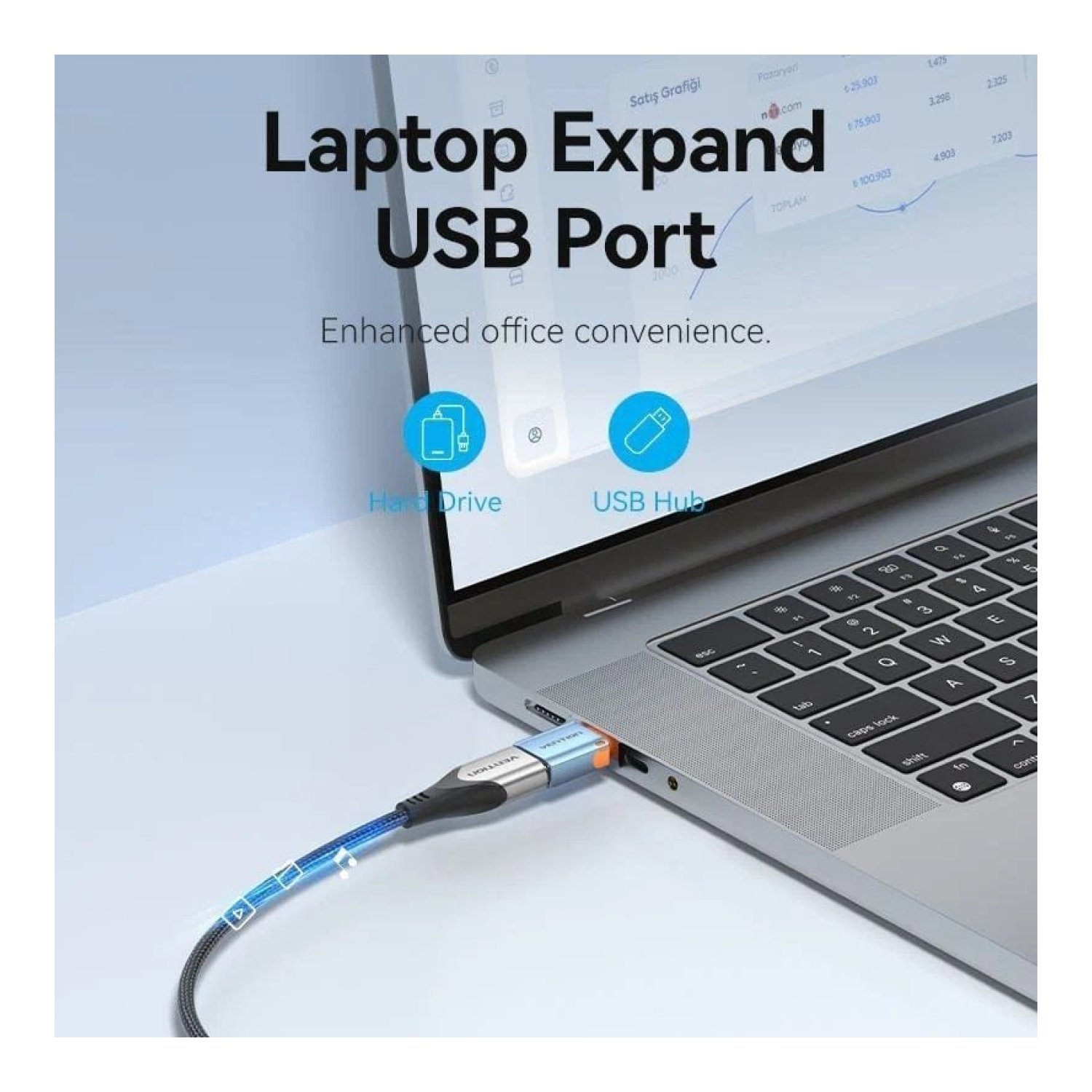 Vention · Adaptador OTG USB 3.1 · USB Tipo-C Macho a USB Hembra · Azul