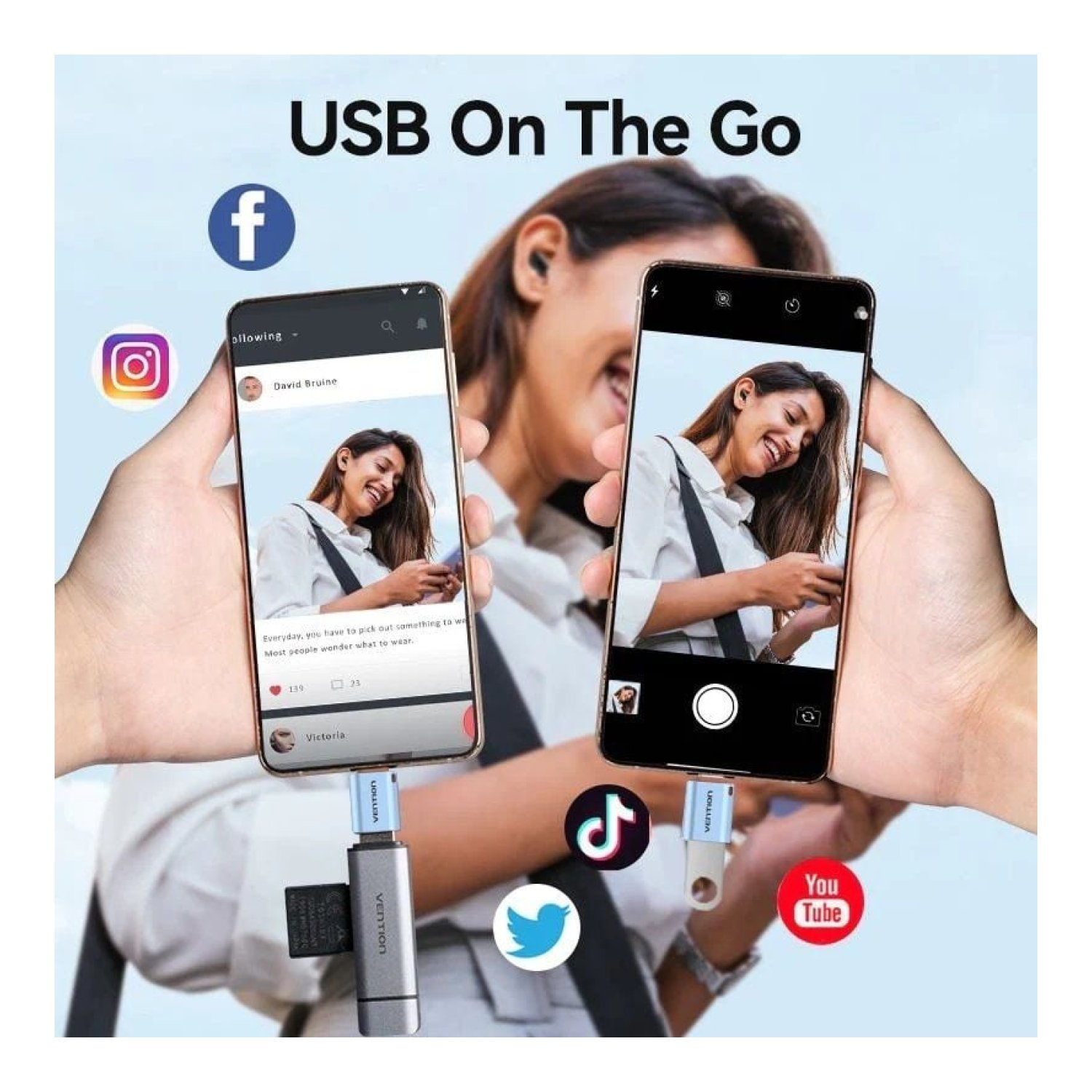 Vention · Adaptador OTG USB 3.1 · USB Tipo-C Macho a USB Hembra · Azul
