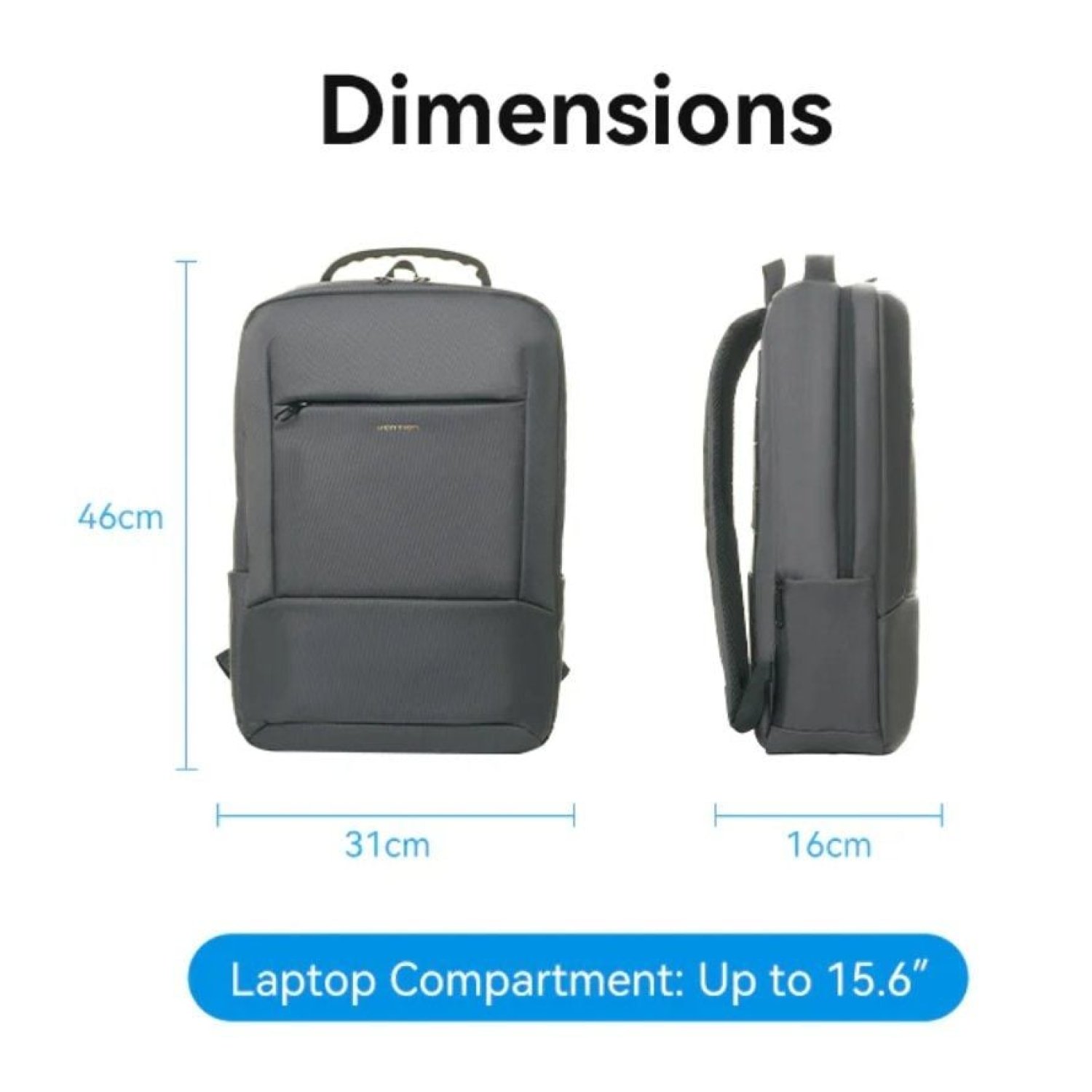 Vention KRNB0 · Mochila Portátil 15,6" · 23L · Gris Oscuro