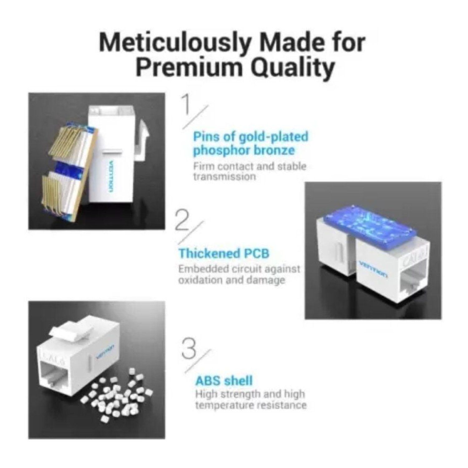 Vention · Conector RJ45 Cat6 UTP · 5 Unidades · Blanco