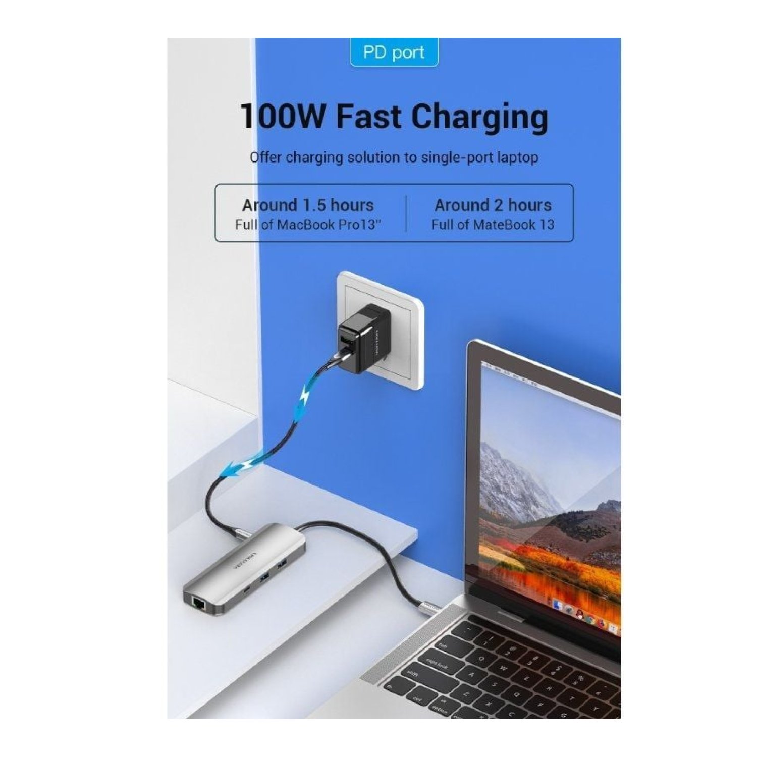 Vention Docking USB Tipo-C · HDMI 4K · 2xUSB · Lector SD/MicroSD · RJ45 · Jack 3.5 · Gris