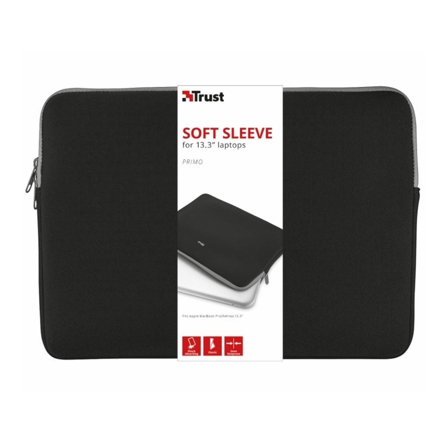 Trust Primo Soft Sleeve · Funda Portátil · Hasta 13,3" · Negra