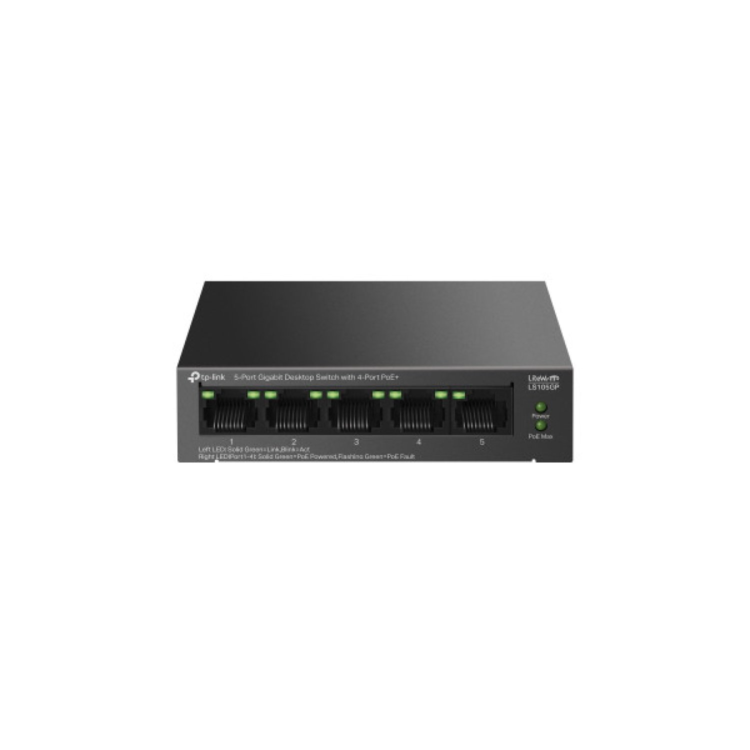 TP-Link LS105GP · Switch 5 Puertos · Gigabit 10/100/1000 · PoE+