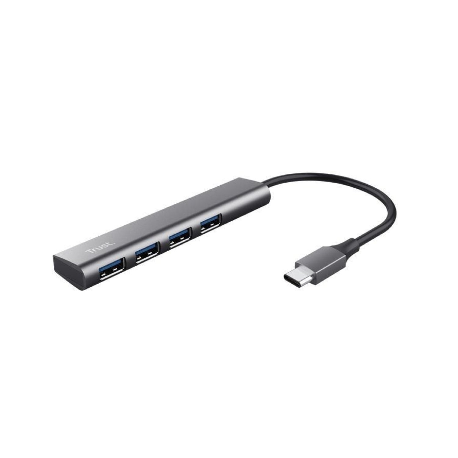 Trust Halyx · Hub USB Tipo-C · 4 Puertos USB · Gris
