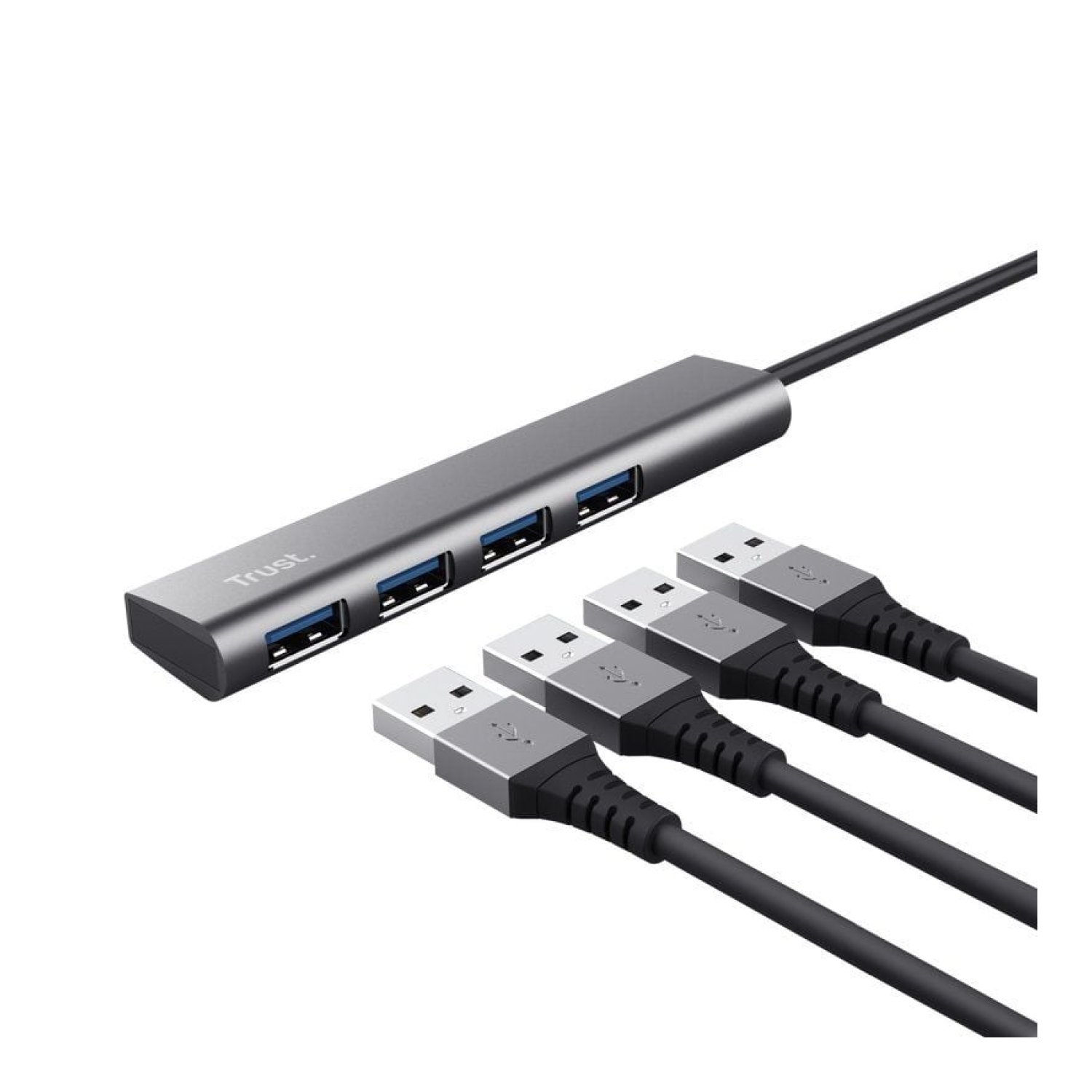 Trust Halyx · Hub USB Tipo-C · 4 Puertos USB · Gris