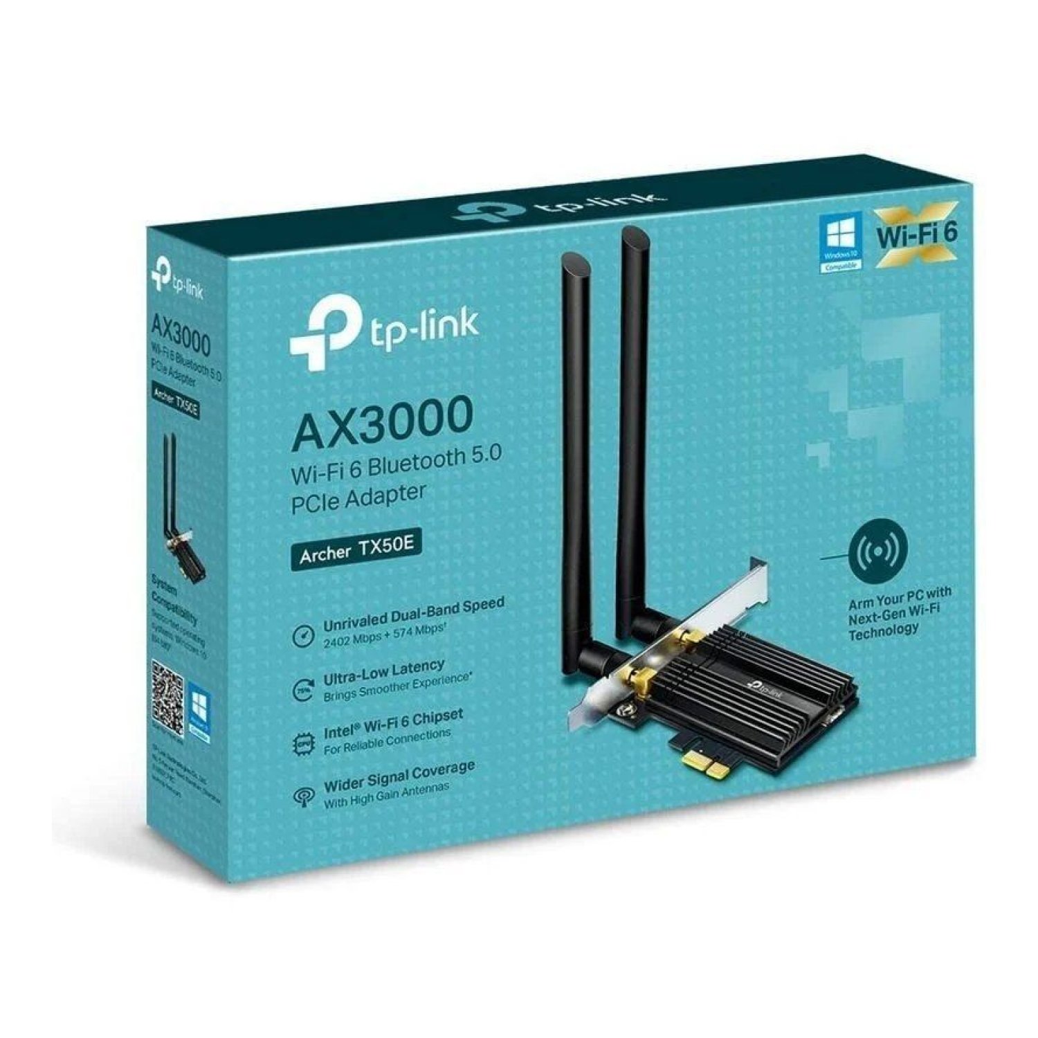 TP-Link Archer TX50E · Tarjeta Red WiFi 6 · 3000Mbps · PCI Express · Dual Band 2.4/5GHz