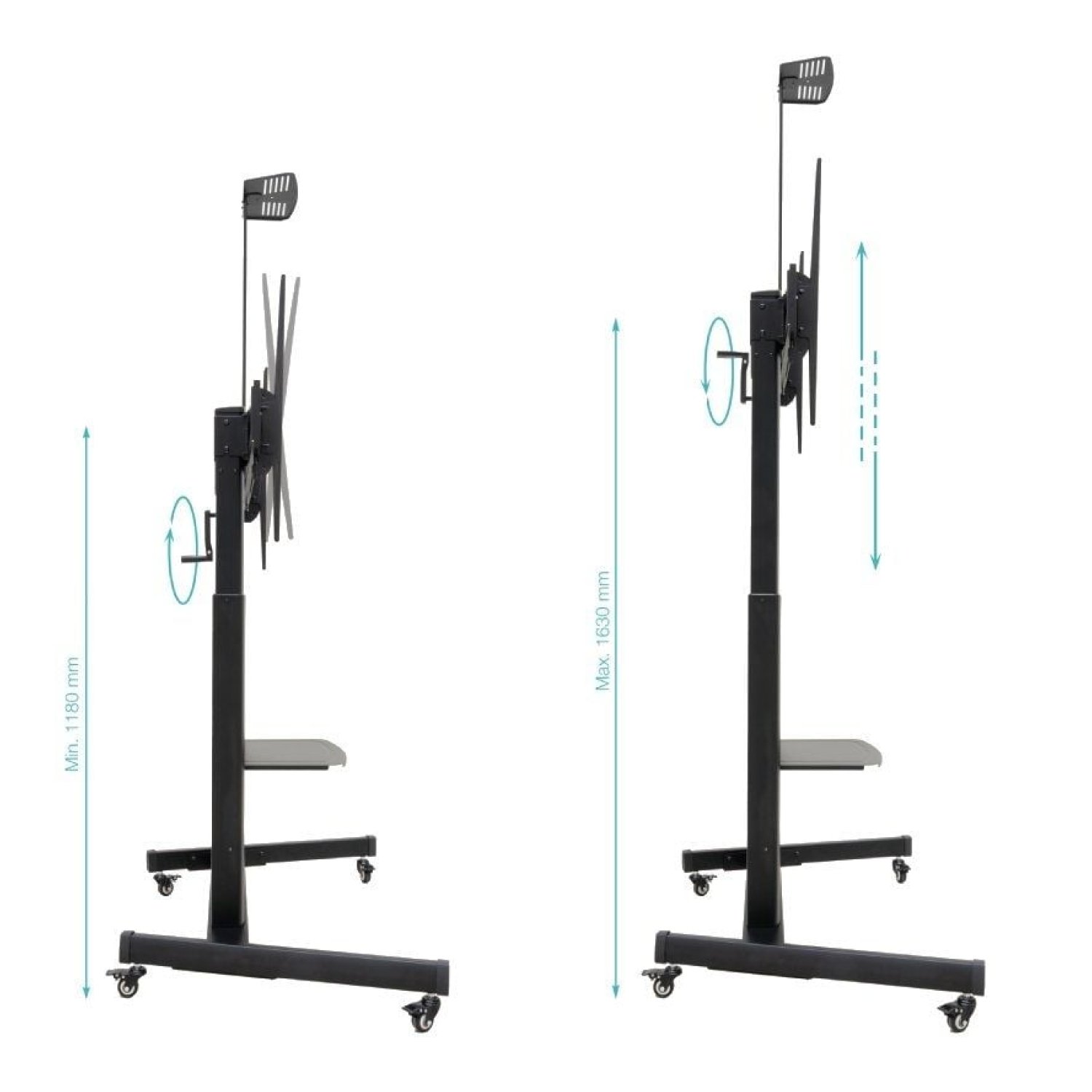 TooQ FS20406HM-B · Soporte Suelo Inclinable · 60-100" · Hasta 120kg · Con Ruedas