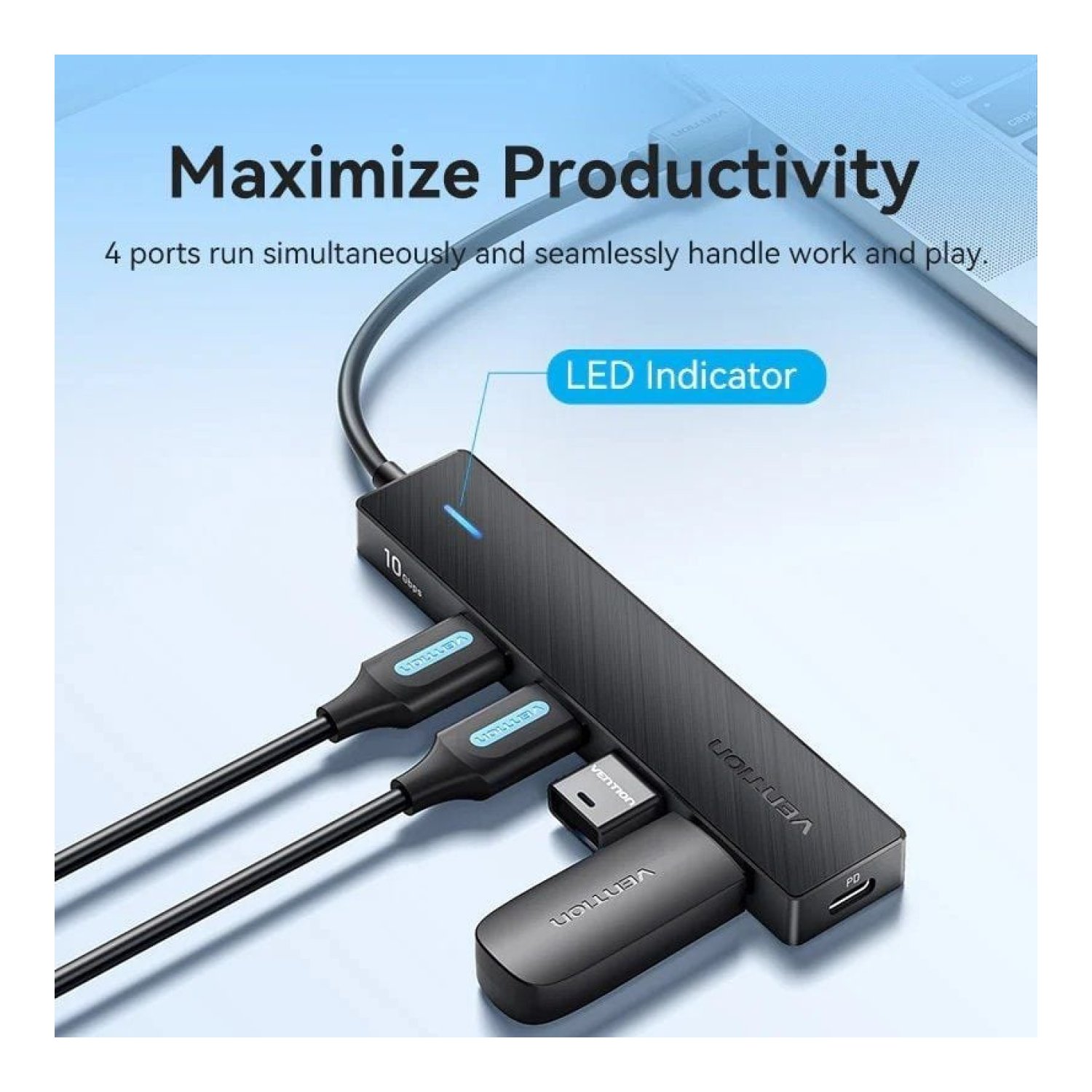 Vention Hub USB Tipo-C 3.2 · 4x USB + 1x USB-C PD