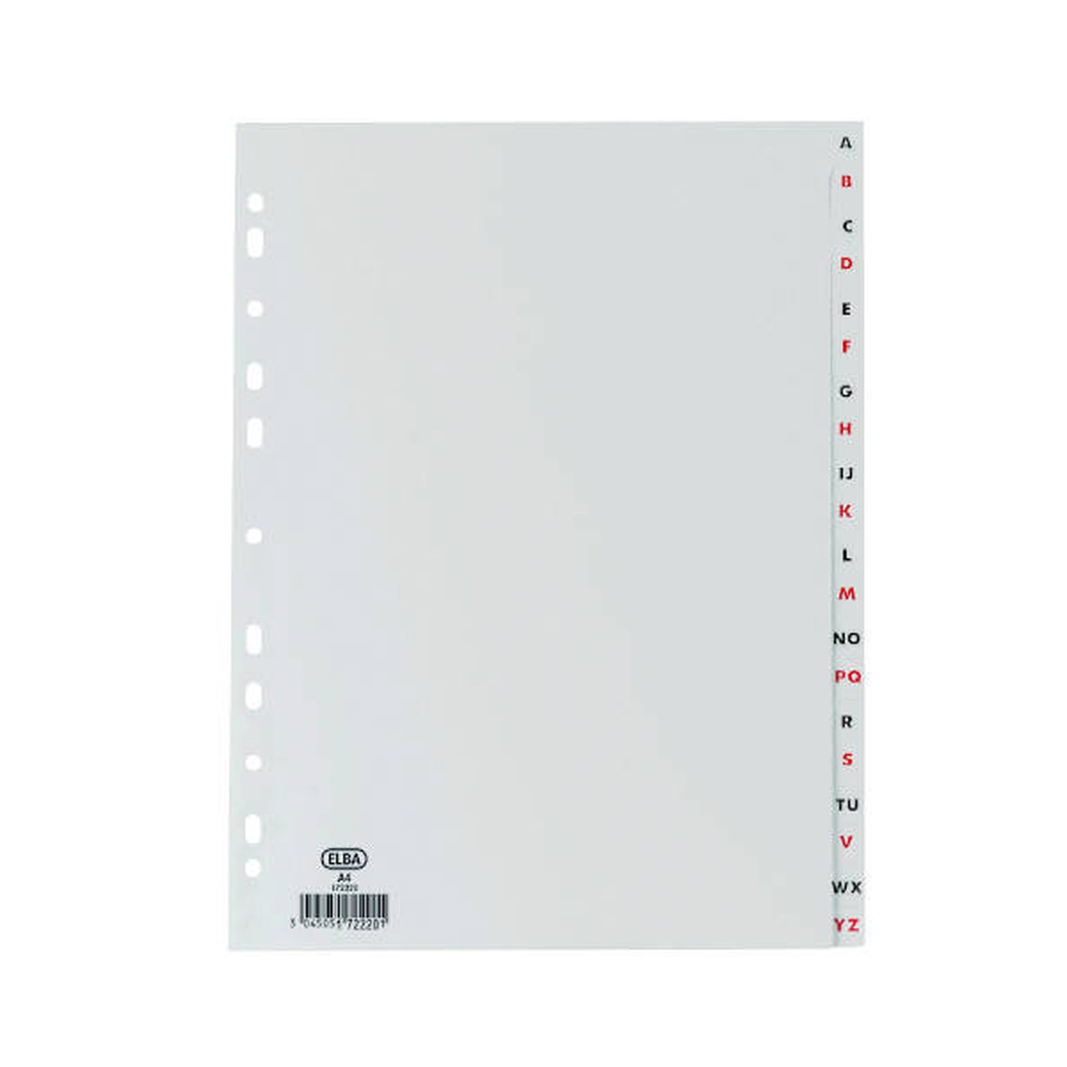 ÍNDICES ALFABÉTICOS PLÁSTICO FOLIO A-Z 20 POSICIONES COLOR GRIS ELBA 100210404