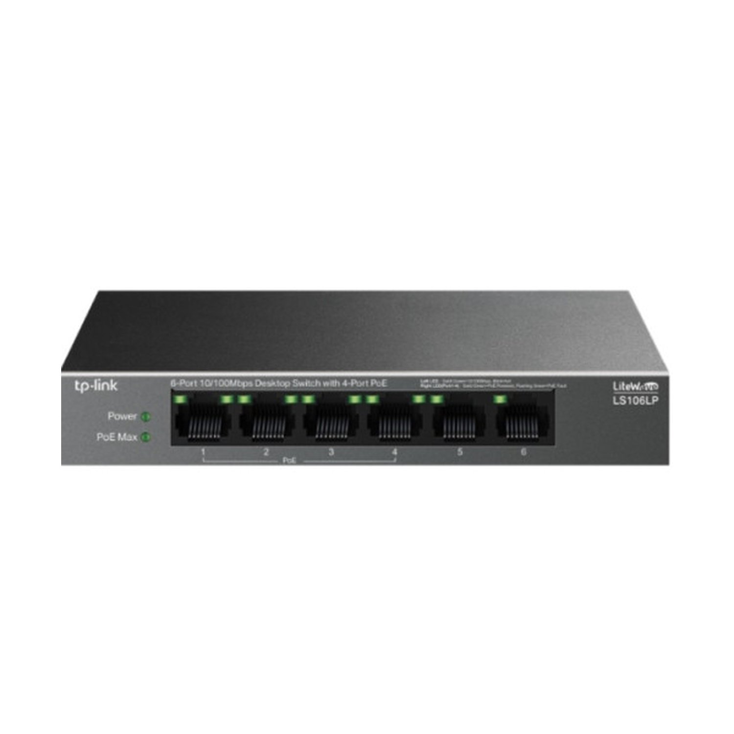 TP-LINK SWITCH DE SOBREMESA DE 6 PUERTOS 10/100 MBPS CON 4 PUERTOS POE PUERTOS: 4× 10/100 MBPS POE, 2× 10/100 MBPS NO POE ESPECIFICACIÓN: 802.3AF, 41 W DE ALIMENTACIÓN POE, CARCASA DE ACERO DE SOBREMESA CARACTERÍSTICAS: MODO DE EXTENSIÓN PARA TRANSMI