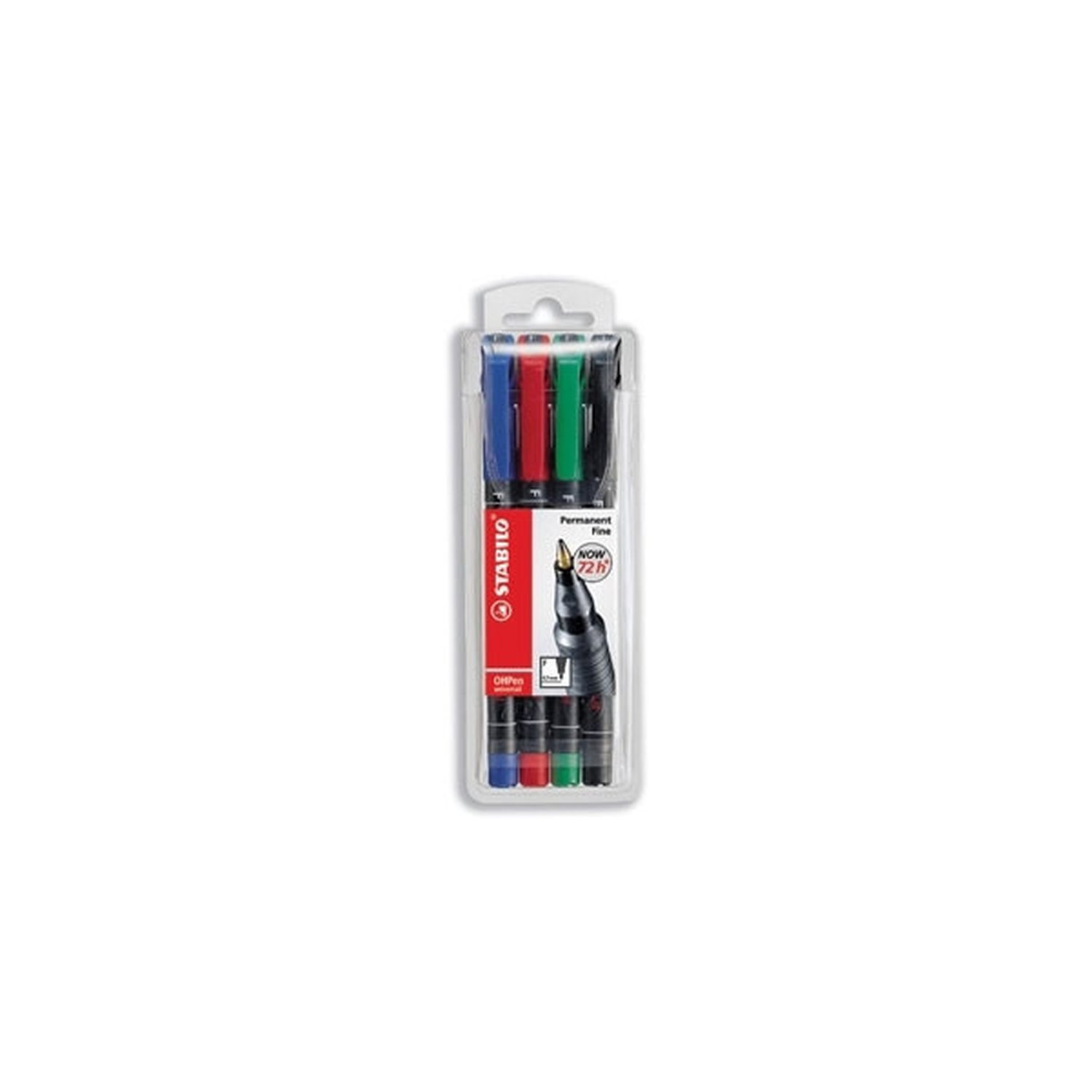 ESTUCHE 4 MARCADORES PERMANENTE P.MEDIA SURTIDO OHPEN UNIVERSAL 1MM. STABILO 843/4