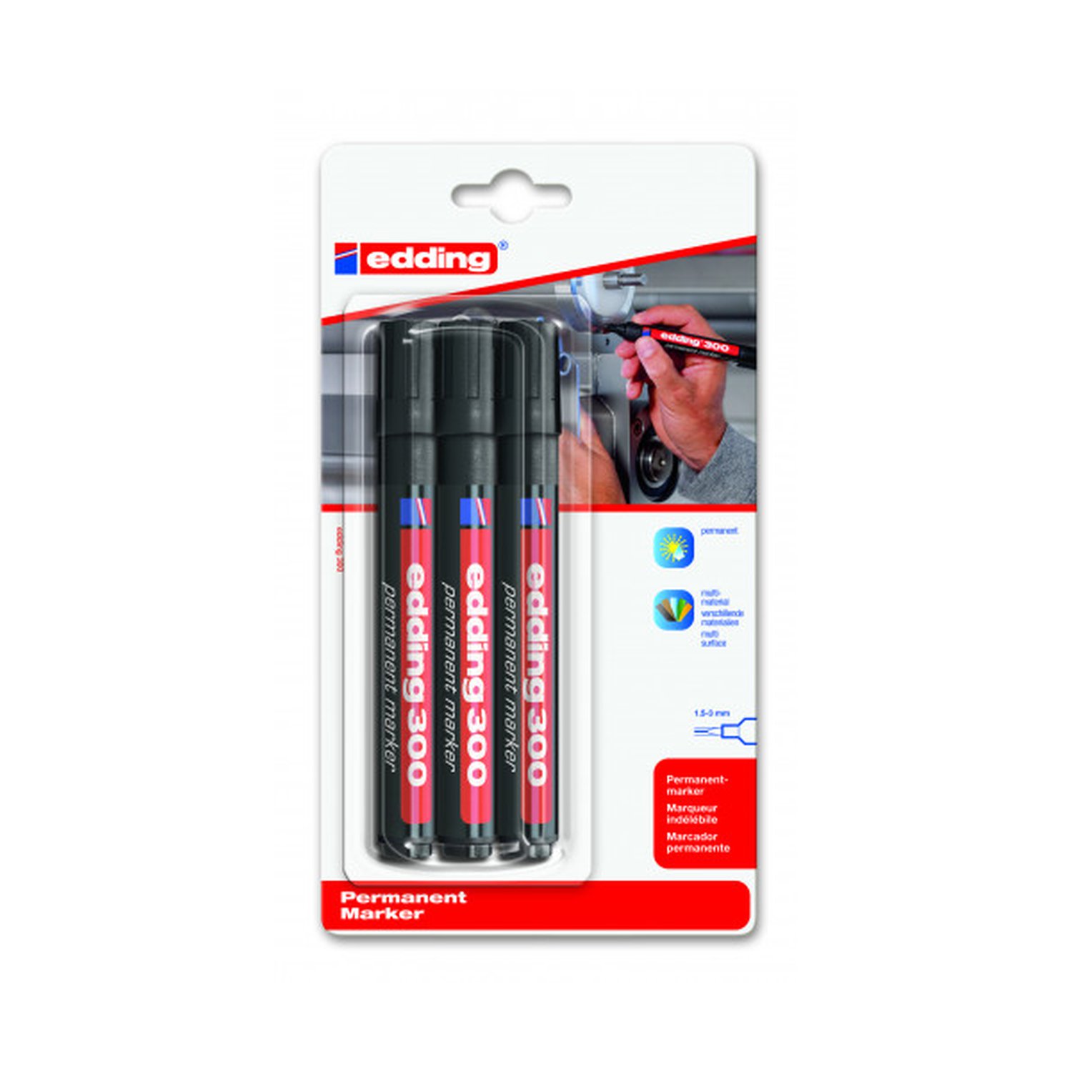 BLISTER 3 MARCADORES EDDING 300. COLOR: NEGRO. EDDING E-300-3-01