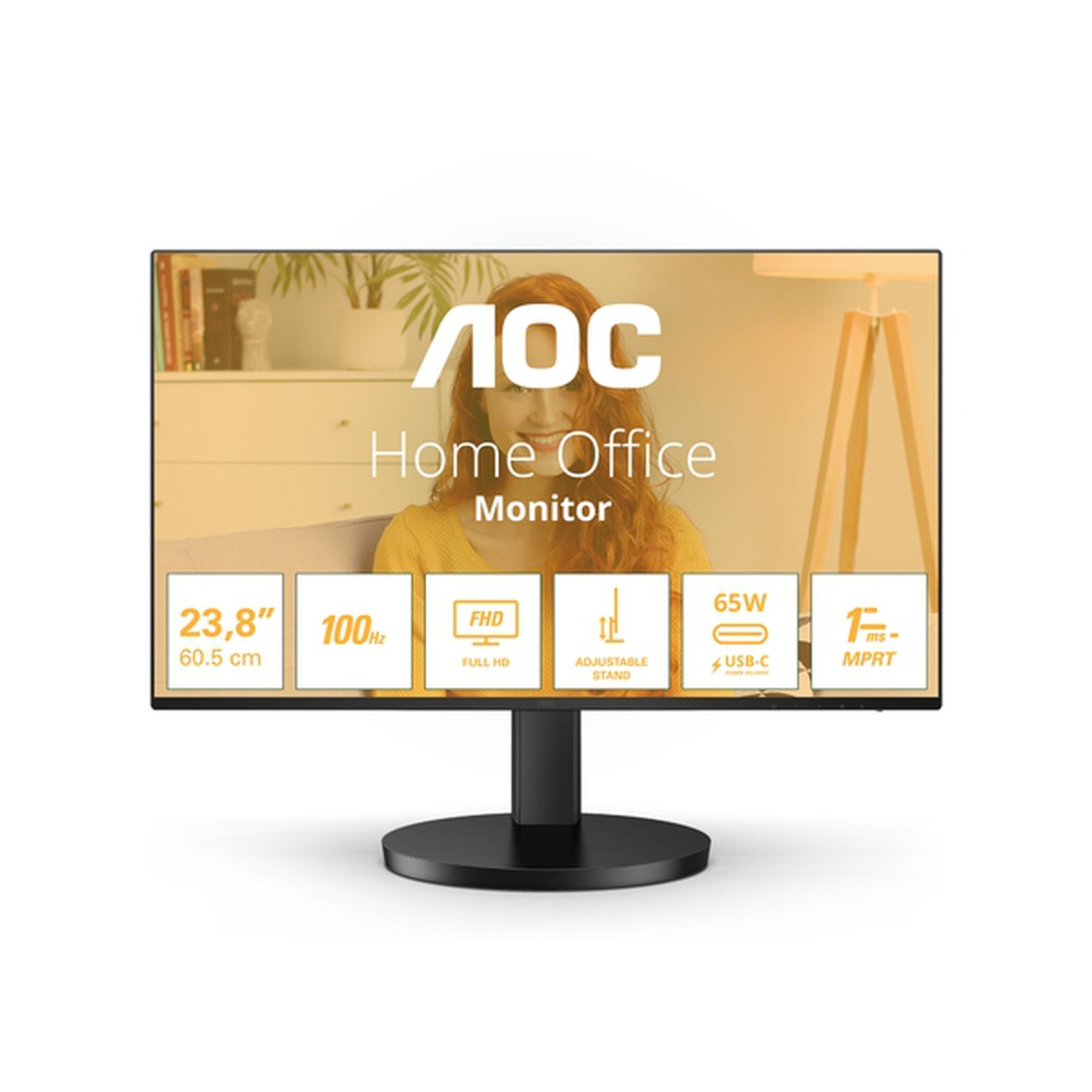Monitor Profesional AOC 24B3CF2 23.8"/ Full HD/ Multimedia/ Regulable en altura/ Negro