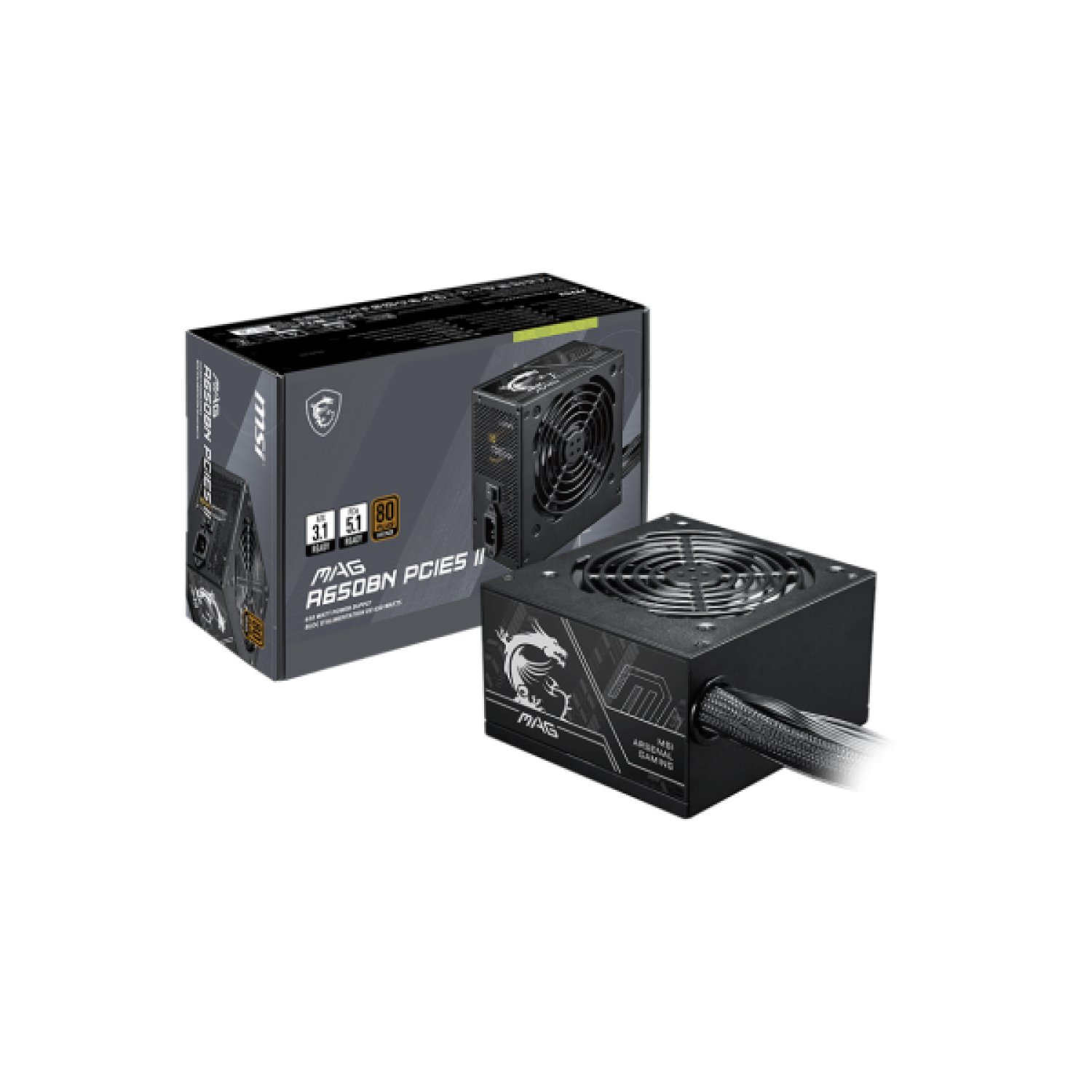 MSI MAG A650BN PCIe 5 II · 650W · 20+4 pin ATX · Negro