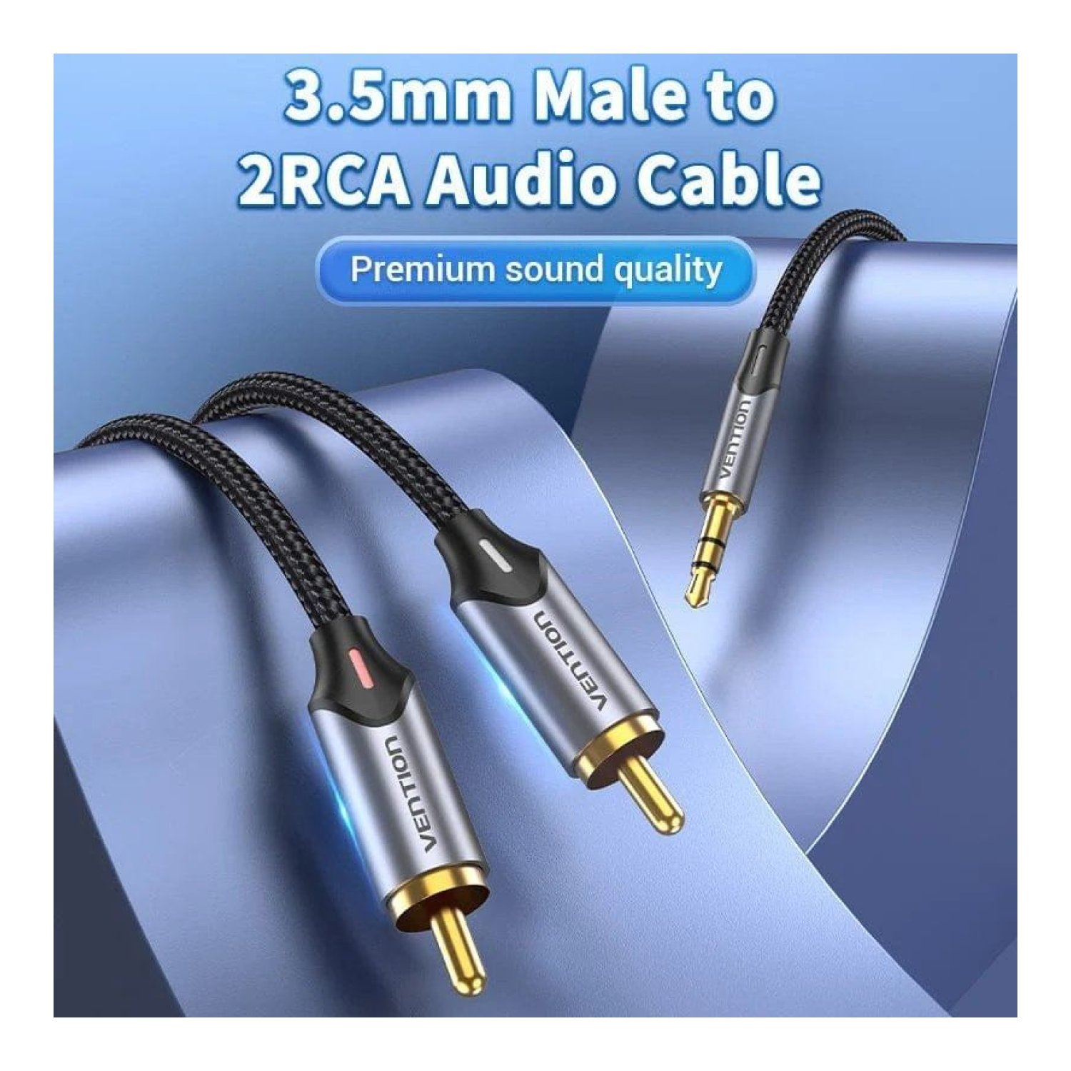 Vention · Cable Audio · 2x RCA a Jack 3,5mm · 1,5m · Gris