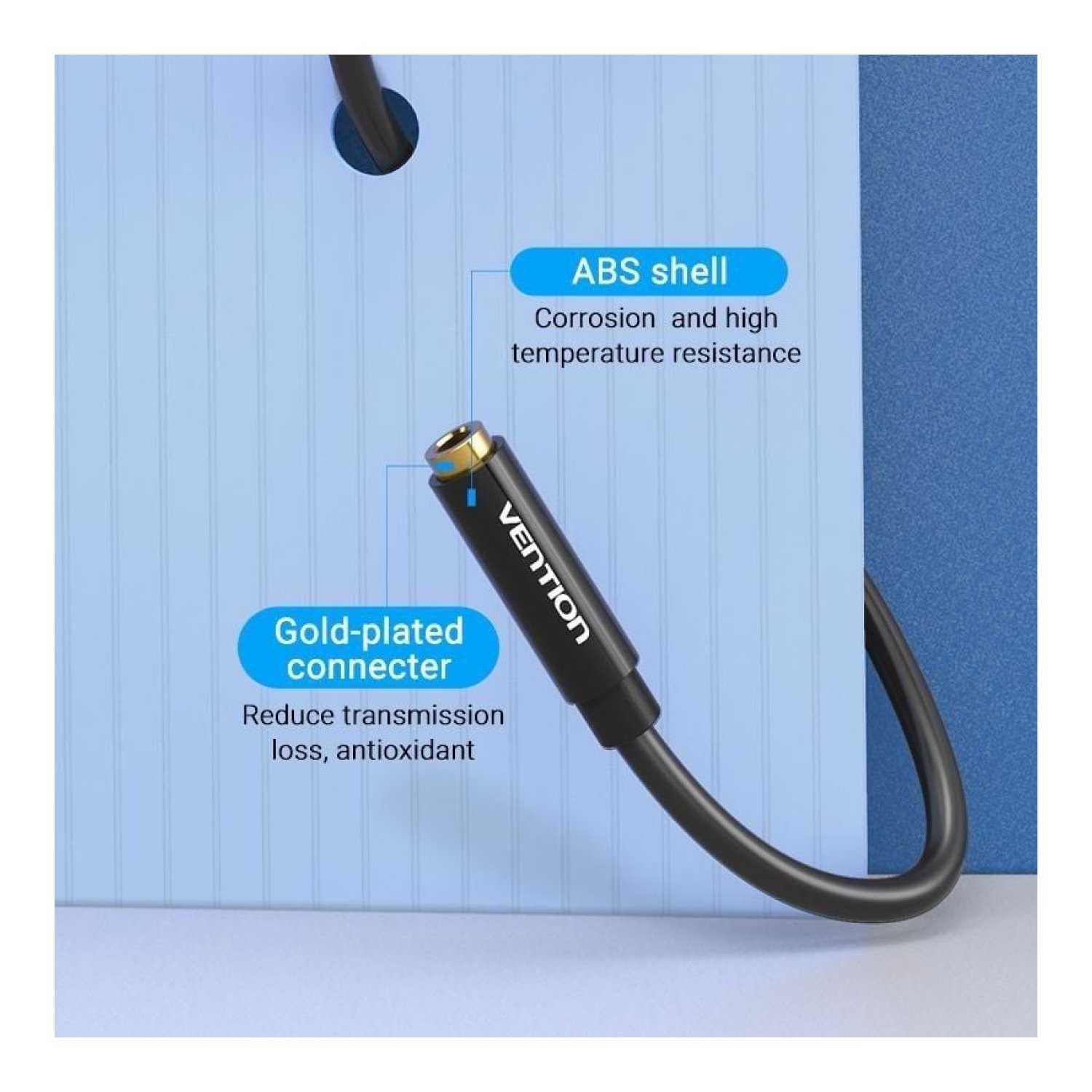 Vention · Cable Estéreo Jack 3.5 · 1m · Negro