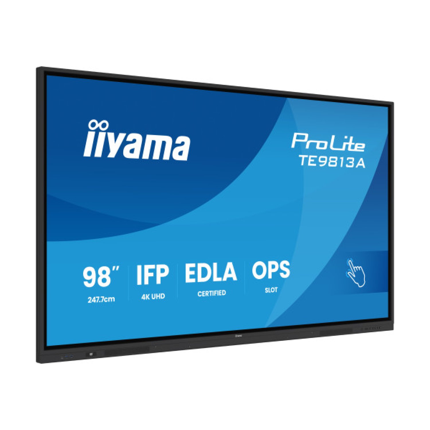 Iiyama · Pantalla Táctil 98" UHD · Android 14 · 8GB RAM · 128GB · 40 Puntos · WiFi 6 · Bluetooth 5.0