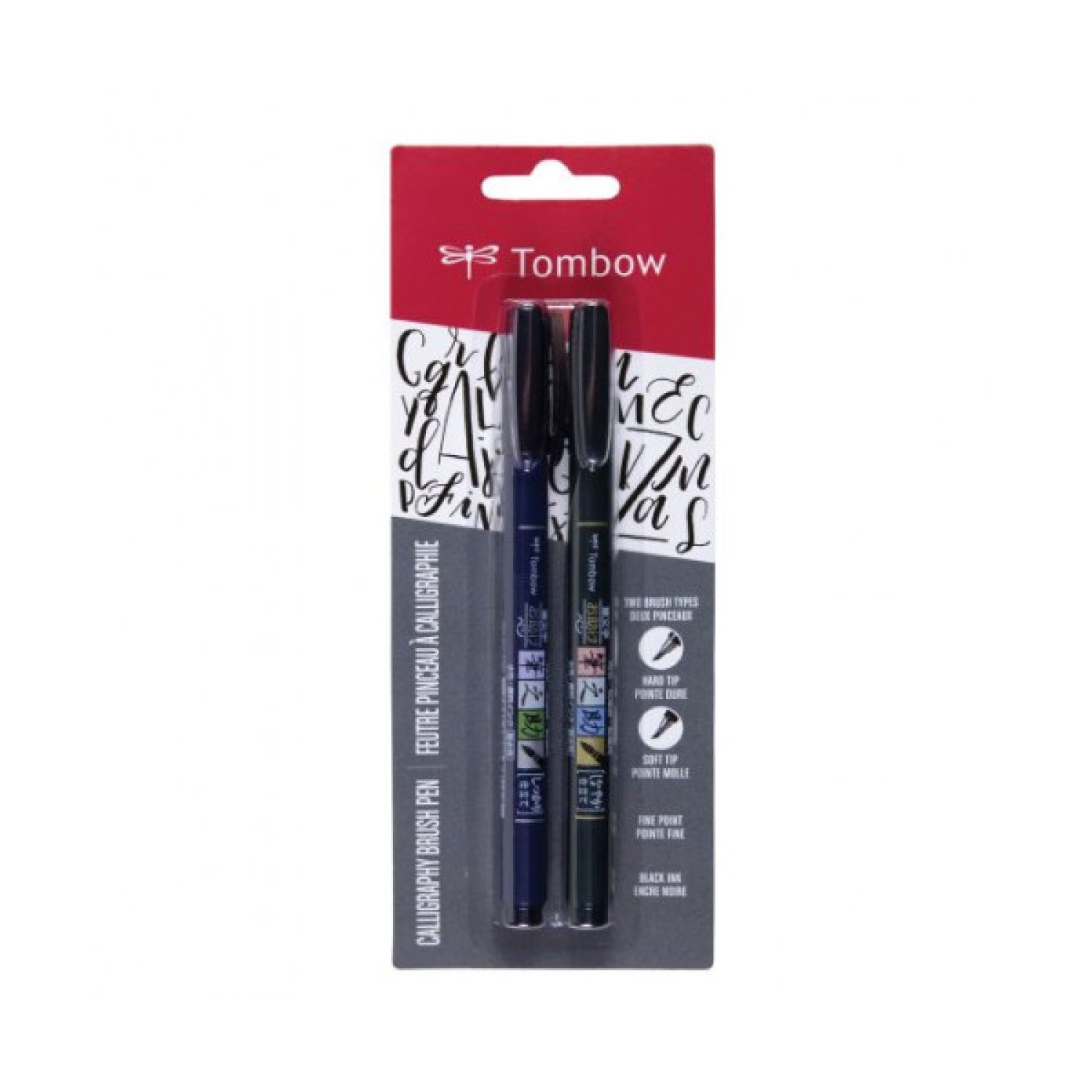 Tombow · 2 Rotuladores Base Agua · Puntas Dura y Blanda · Estuche