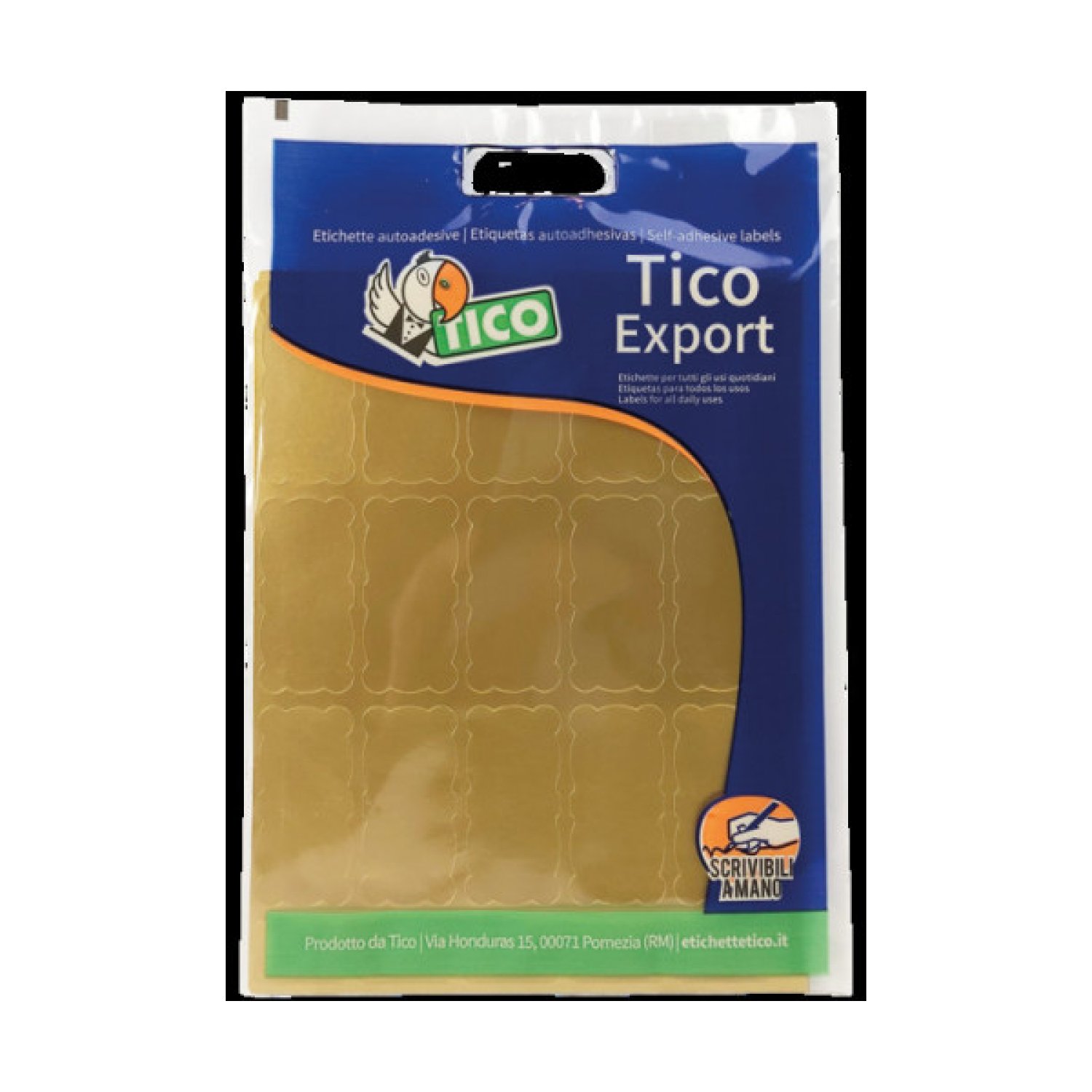 Tico · Etiquetas Satinadas Oro · 45x21mm · Pack 10 Hojas