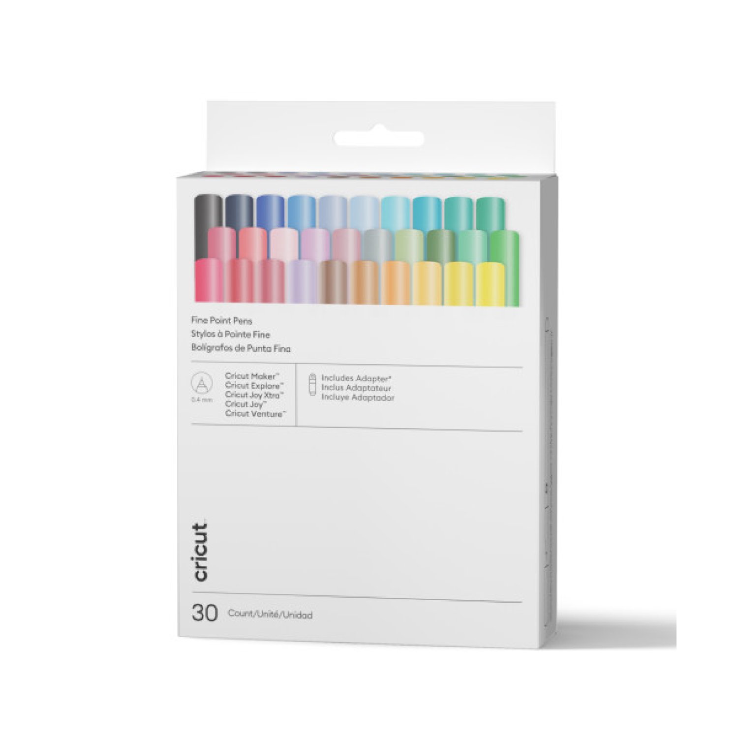 Cricut · Bolígrafos Punta Fina 0,4mm · Pack 30 unidades + Adaptador · Gama Ultimate