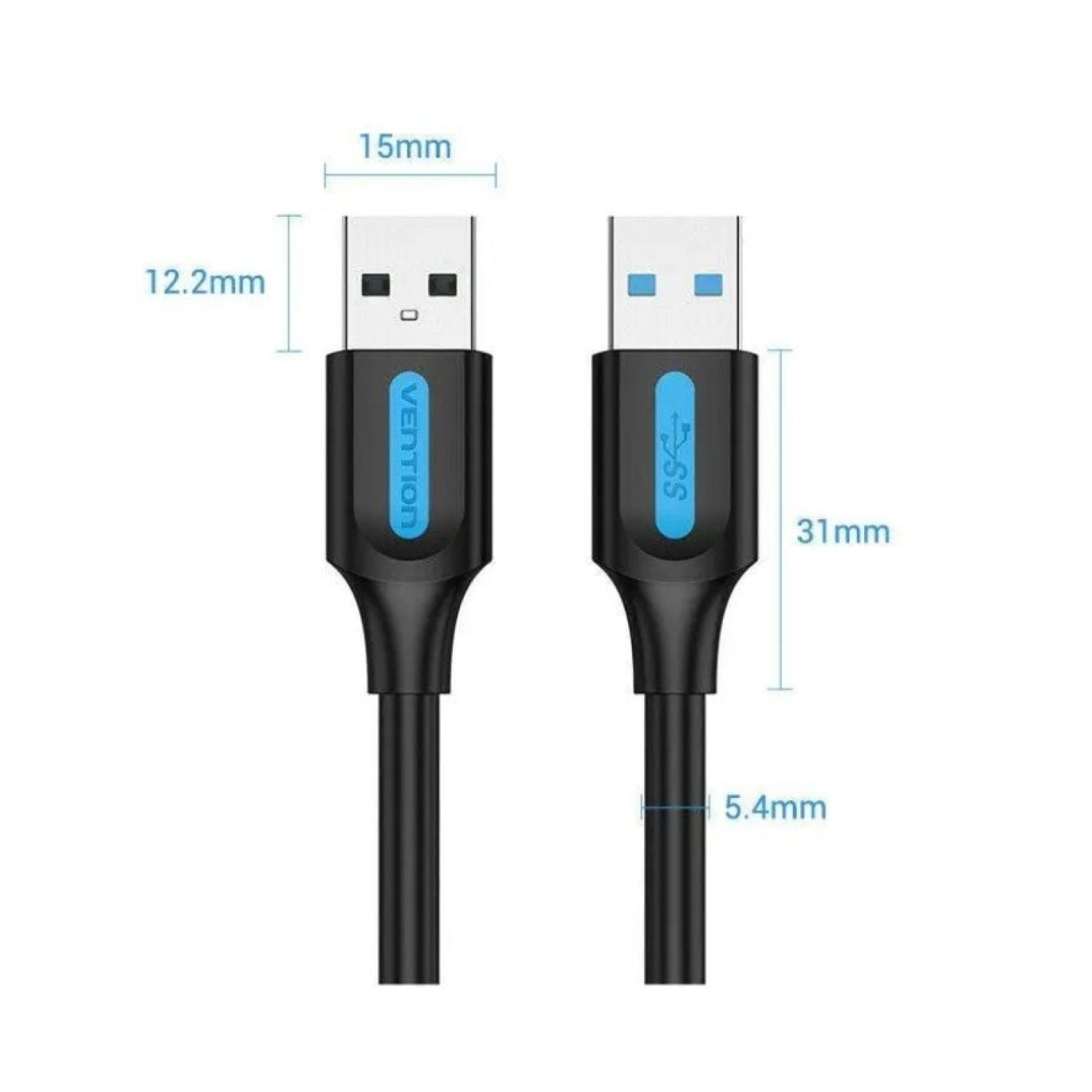 Vention Cable USB 3.0 · USB Macho a Macho · 5Gbps · 50cm · Negro