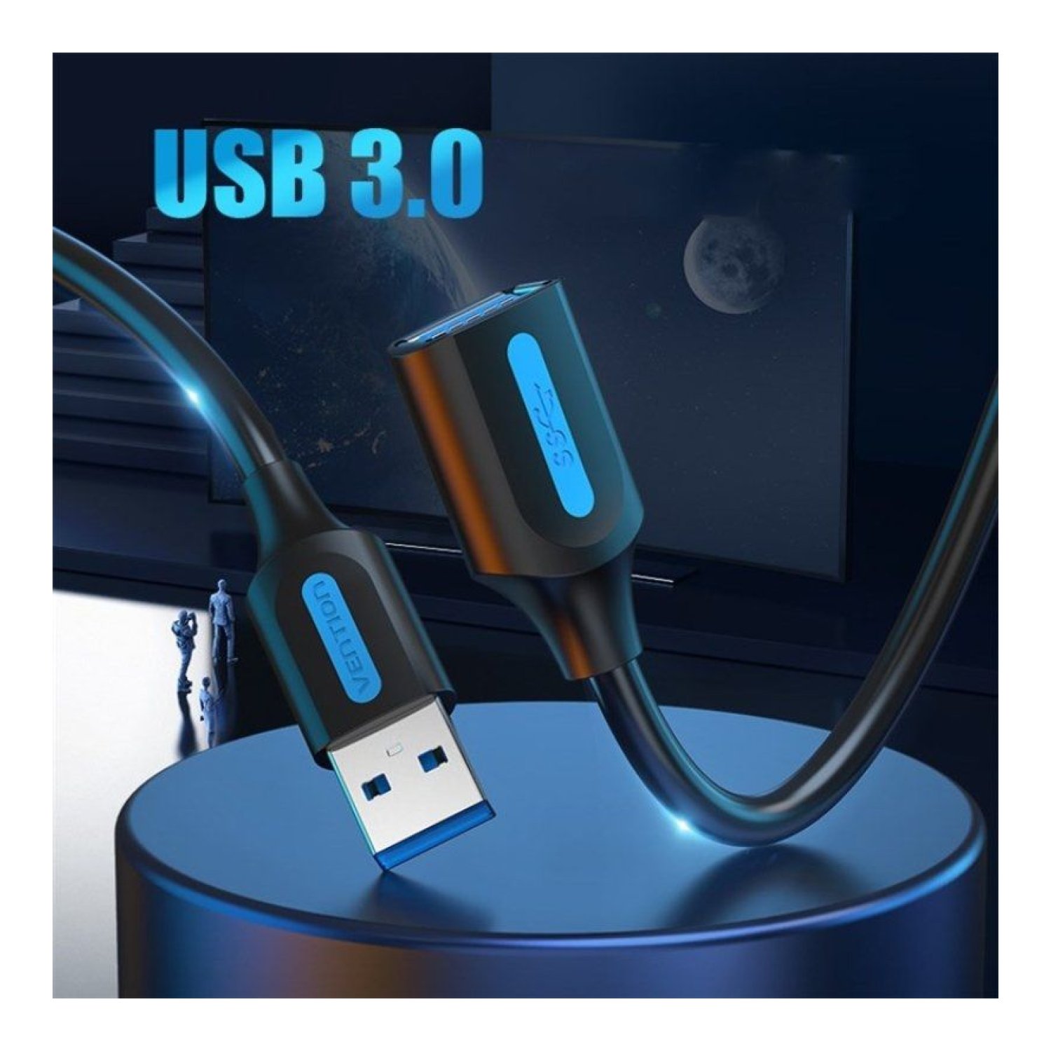 Vention · Cable Alargador USB 3.0 · USB Macho-Hembra · 5Gbps · 50cm · Negro