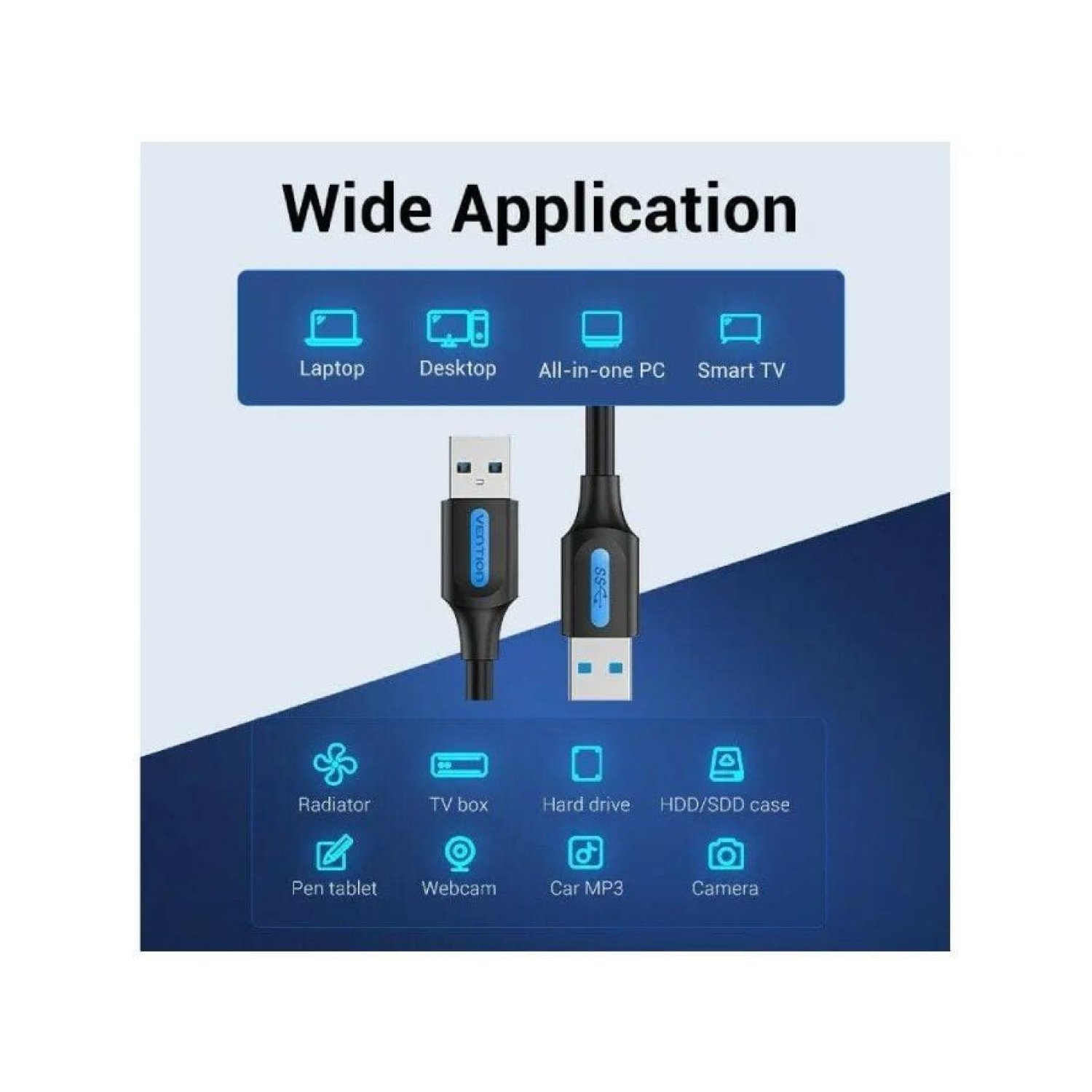 Vention Cable USB 3.0 · USB Macho a Macho · 5Gbps · 3m · Negro
