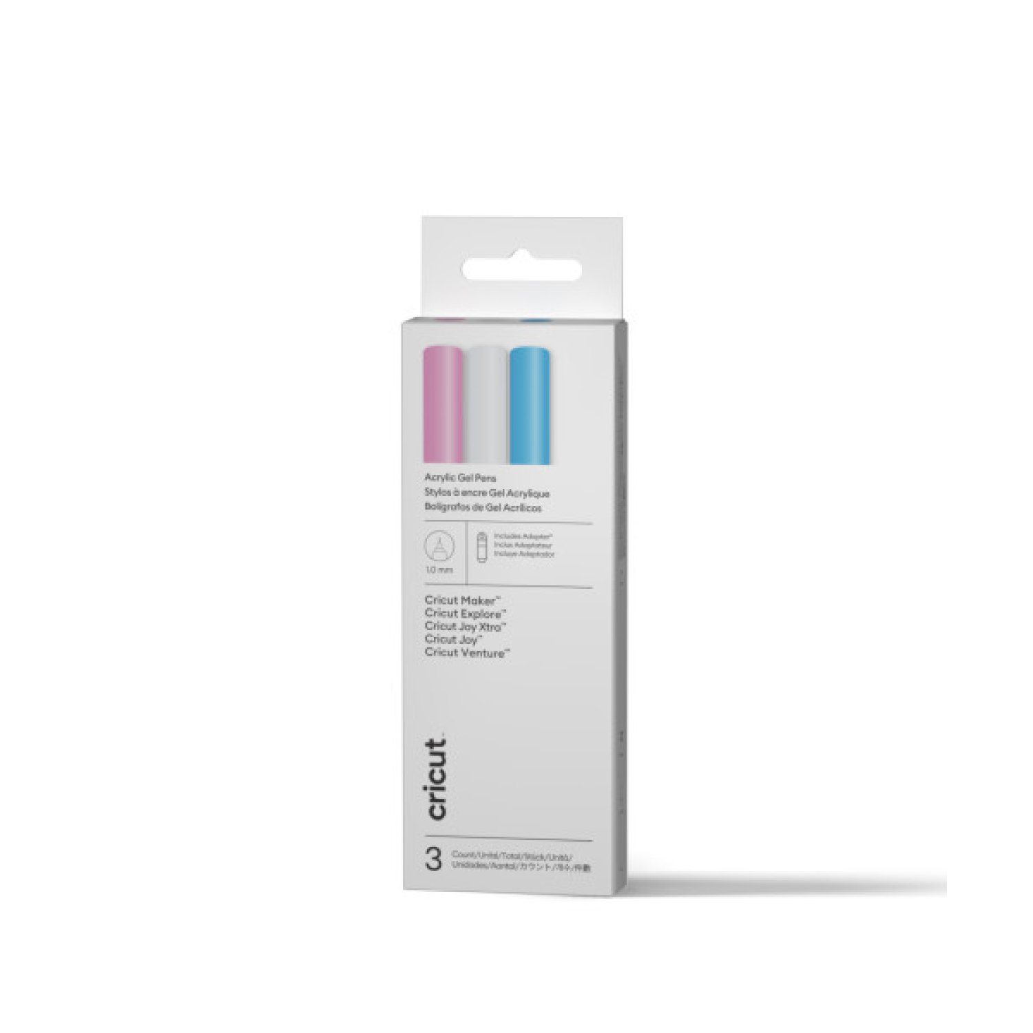Cricut · Bolígrafos Gel Acrílico 1.0mm · Pack 3 uds + Adaptador