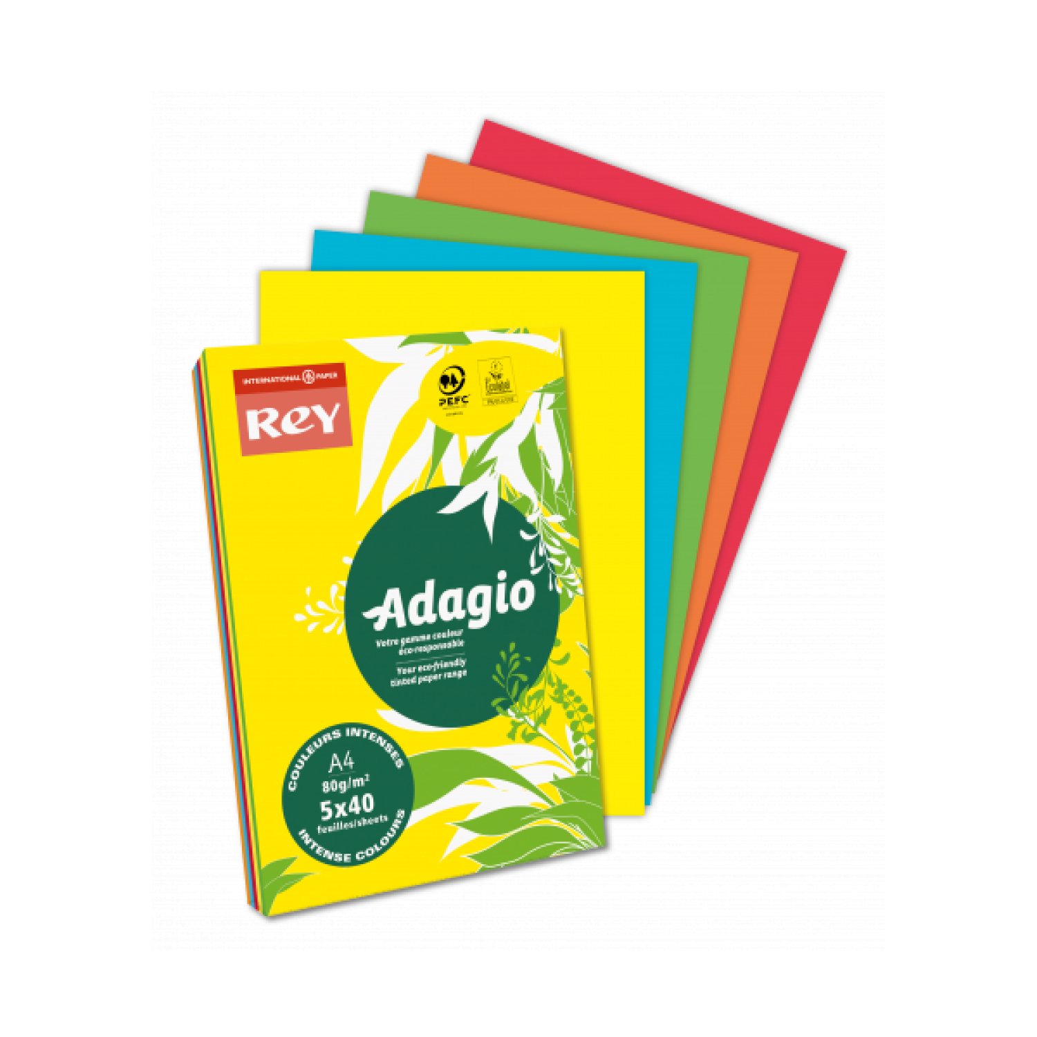 Adagio · Papel A4 80gr · 500 hojas · Amarillo intenso
