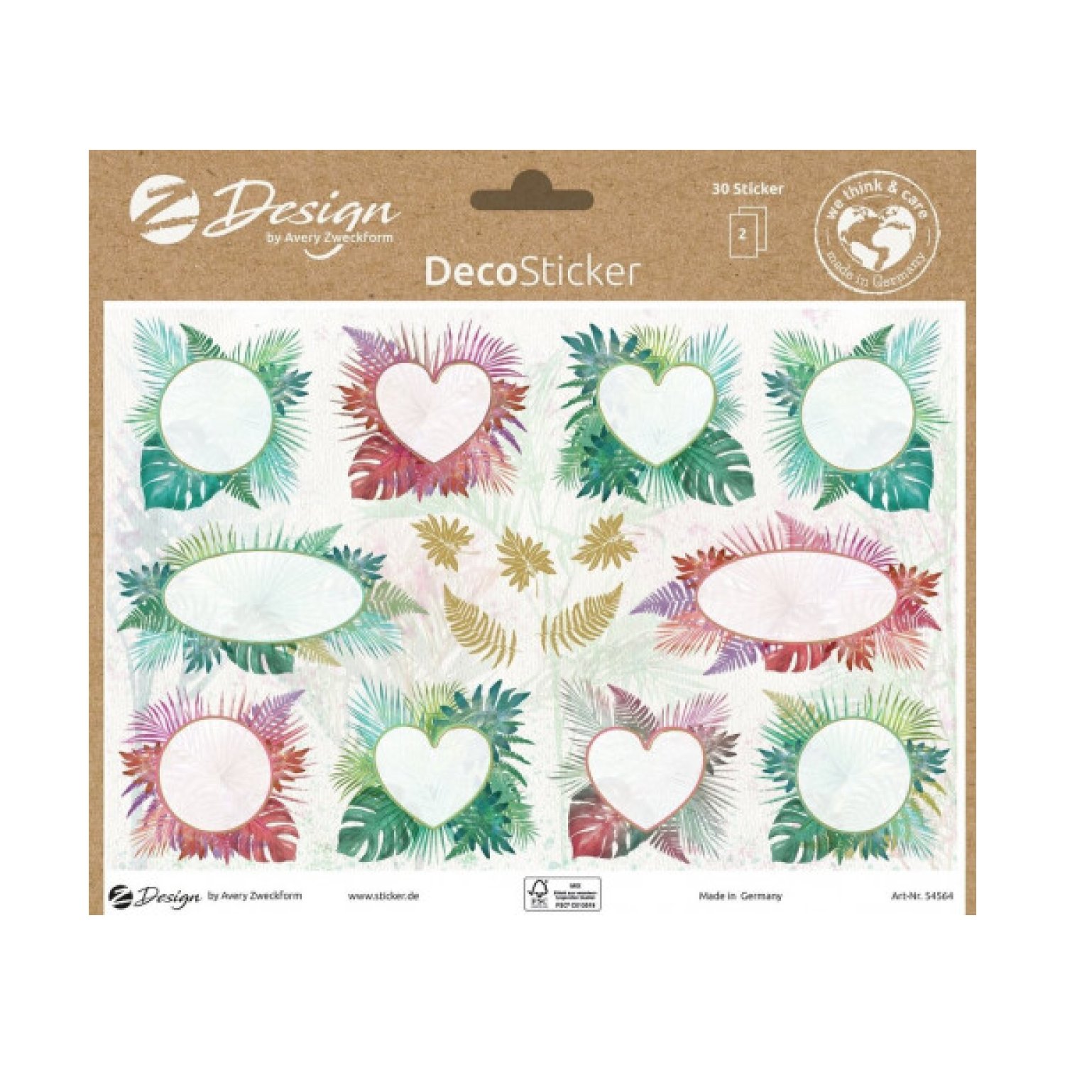 Avery · Sobres + Pegatinas · 76x120mm · Fondo Jardín · 2 Hojas + 30 Pegatinas