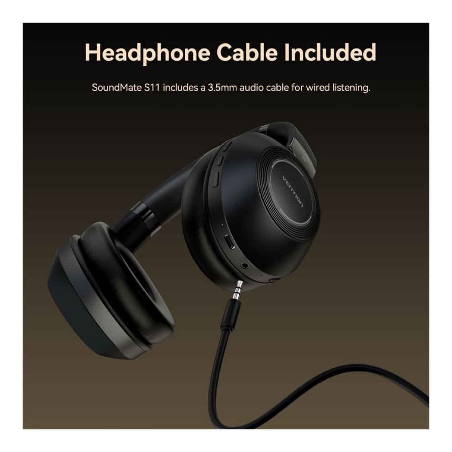 Vention SoundMate S11 · Auriculares Inalámbricos · Bluetooth · Micrófono · Negros