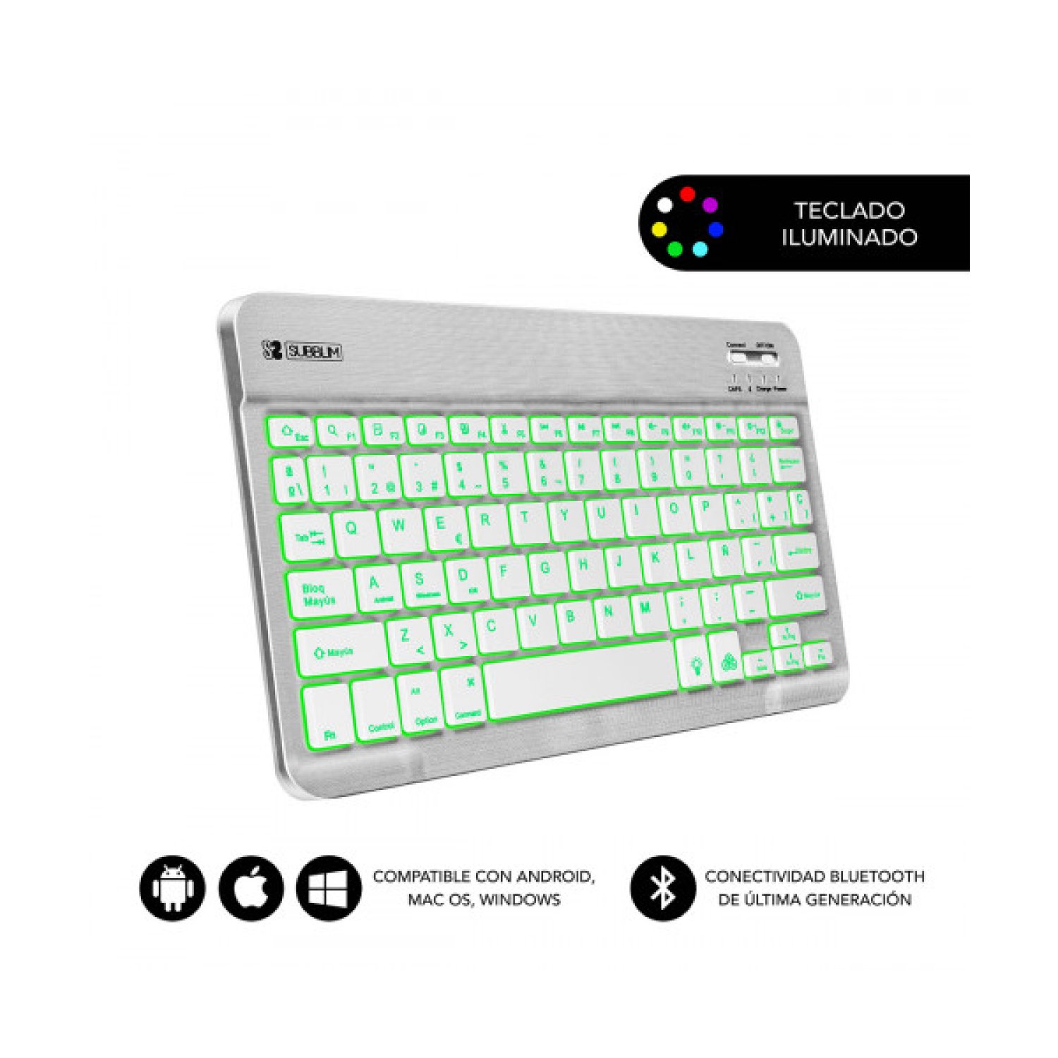 Subblim · Teclado Bluetooth · Retroiluminado · Silver