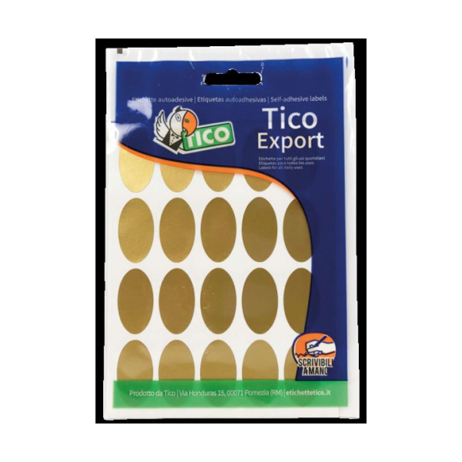 Tico · Etiquetas Satinadas Oro · 10 Hojas · 36x20mm