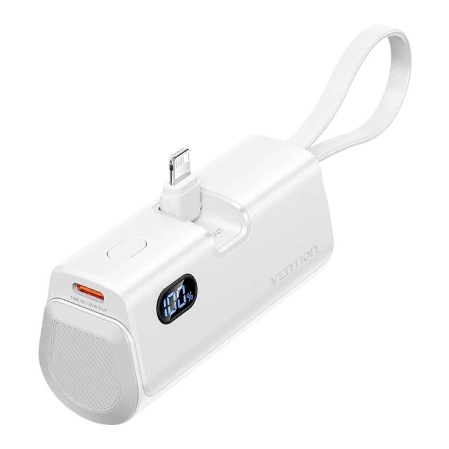 Vention Powerbank 4800mAh · 22,5W · Blanca · Cable USB-C y Lightning