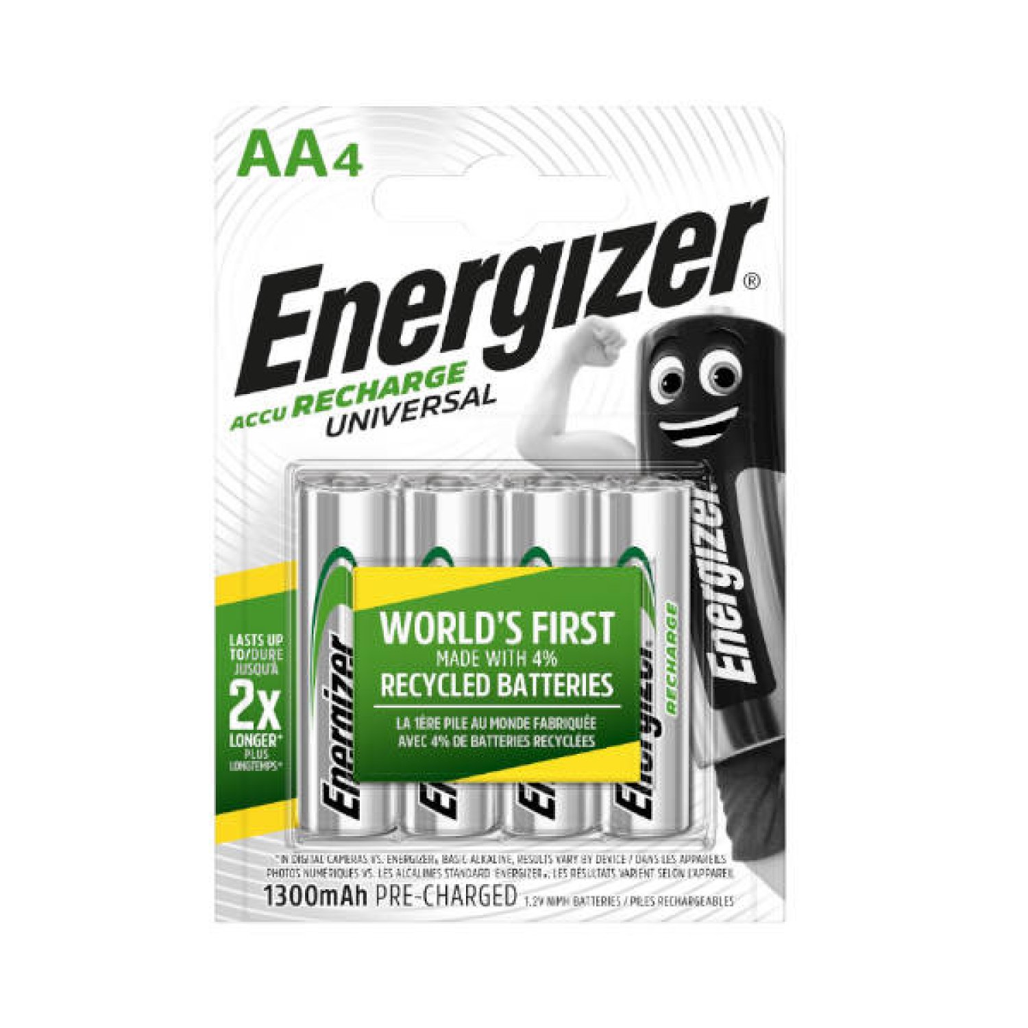 Energizer · Pilas Recargables HR6 · 4 Unidades · 1300 mAh