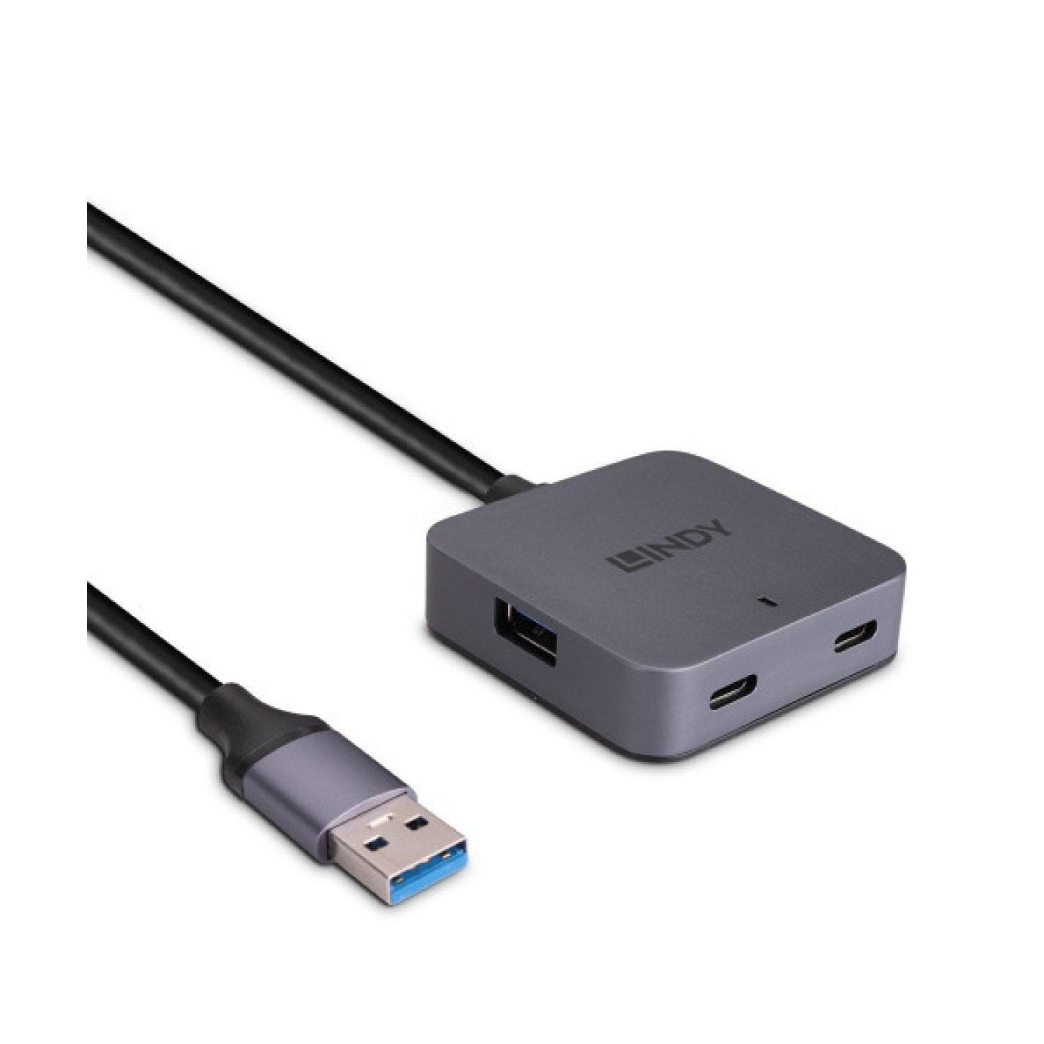 Lindy Hub USB 3.2 Gen 1 · Type-A · 5 Gbps · Negro/Gris