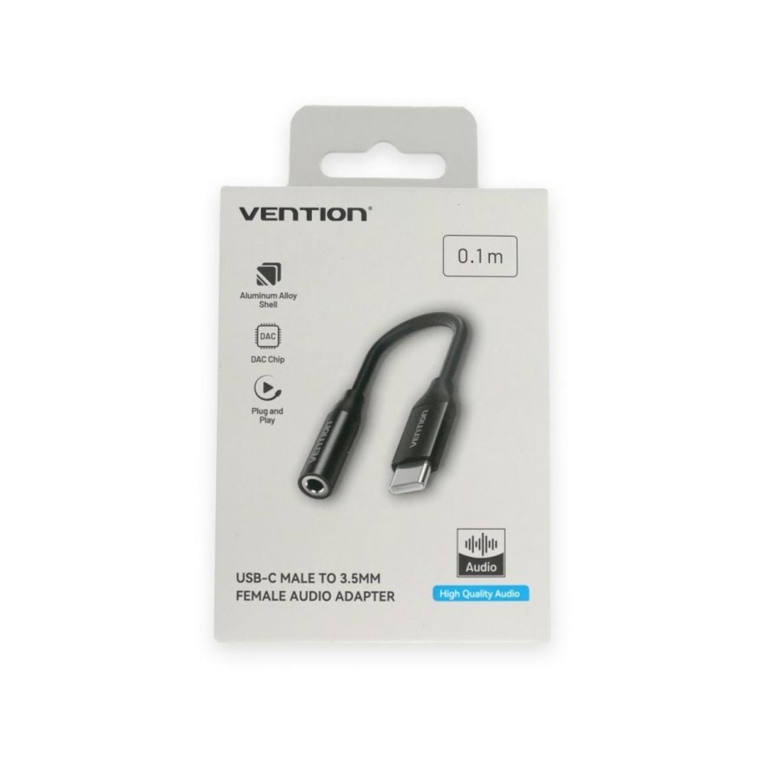 Vention · Conversor Jack 3.5 a USB-C · 10cm · Negro