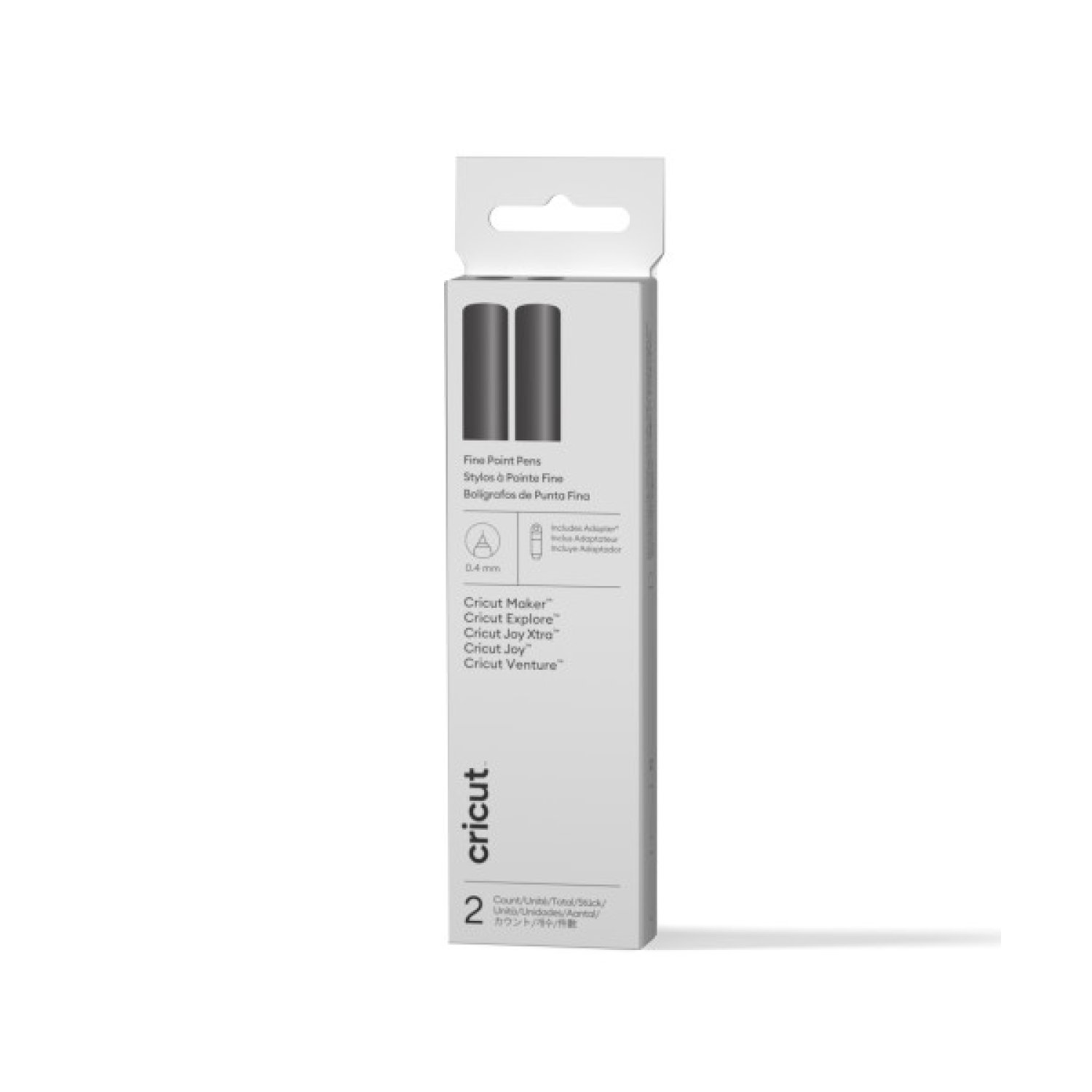 Cricut · Bolígrafos Punta Fina 0,4mm · 2 Unidades Negras + Adaptador