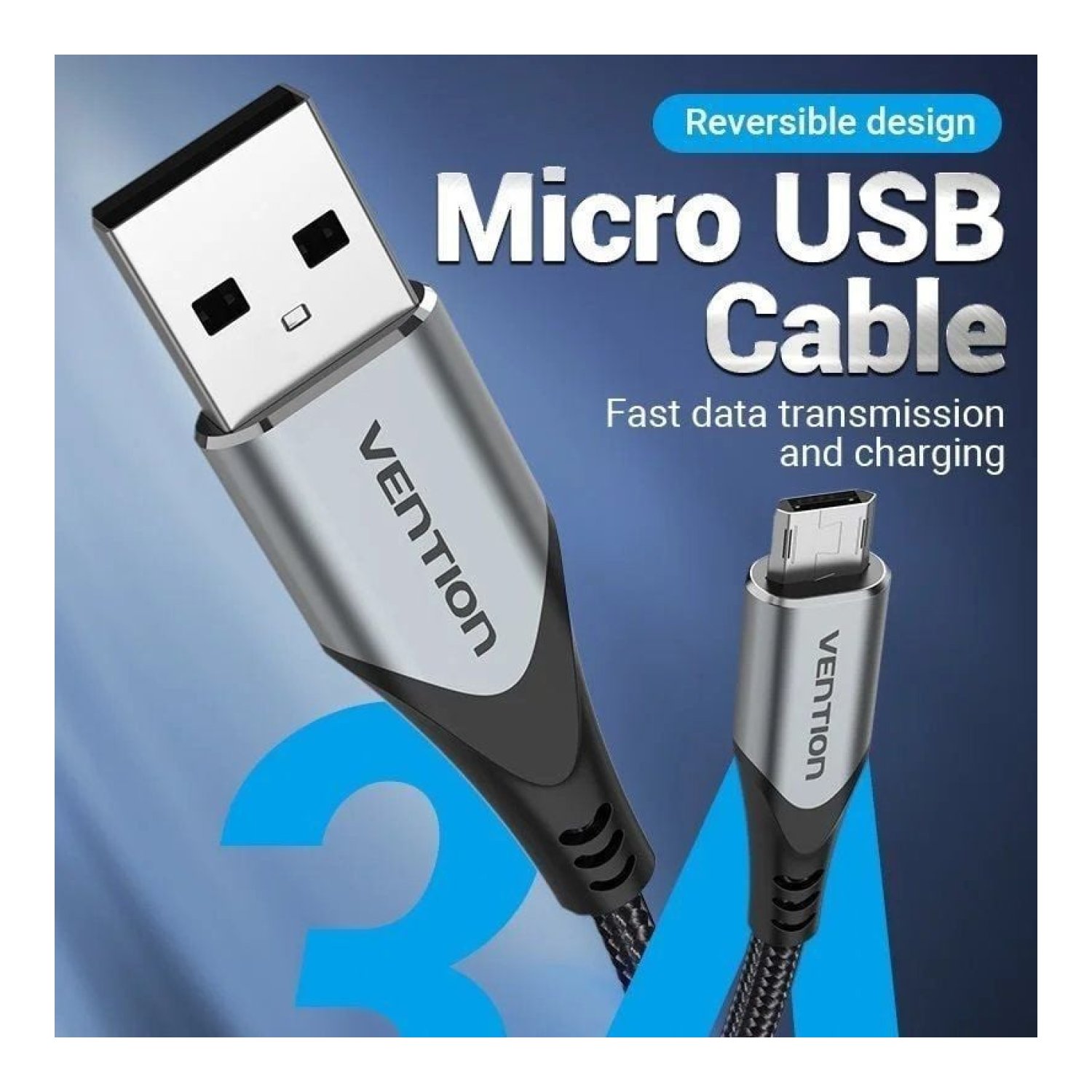 Vention Cable USB 2.0 · USB Macho a Micro USB · 480Mbps · 50cm · Negro