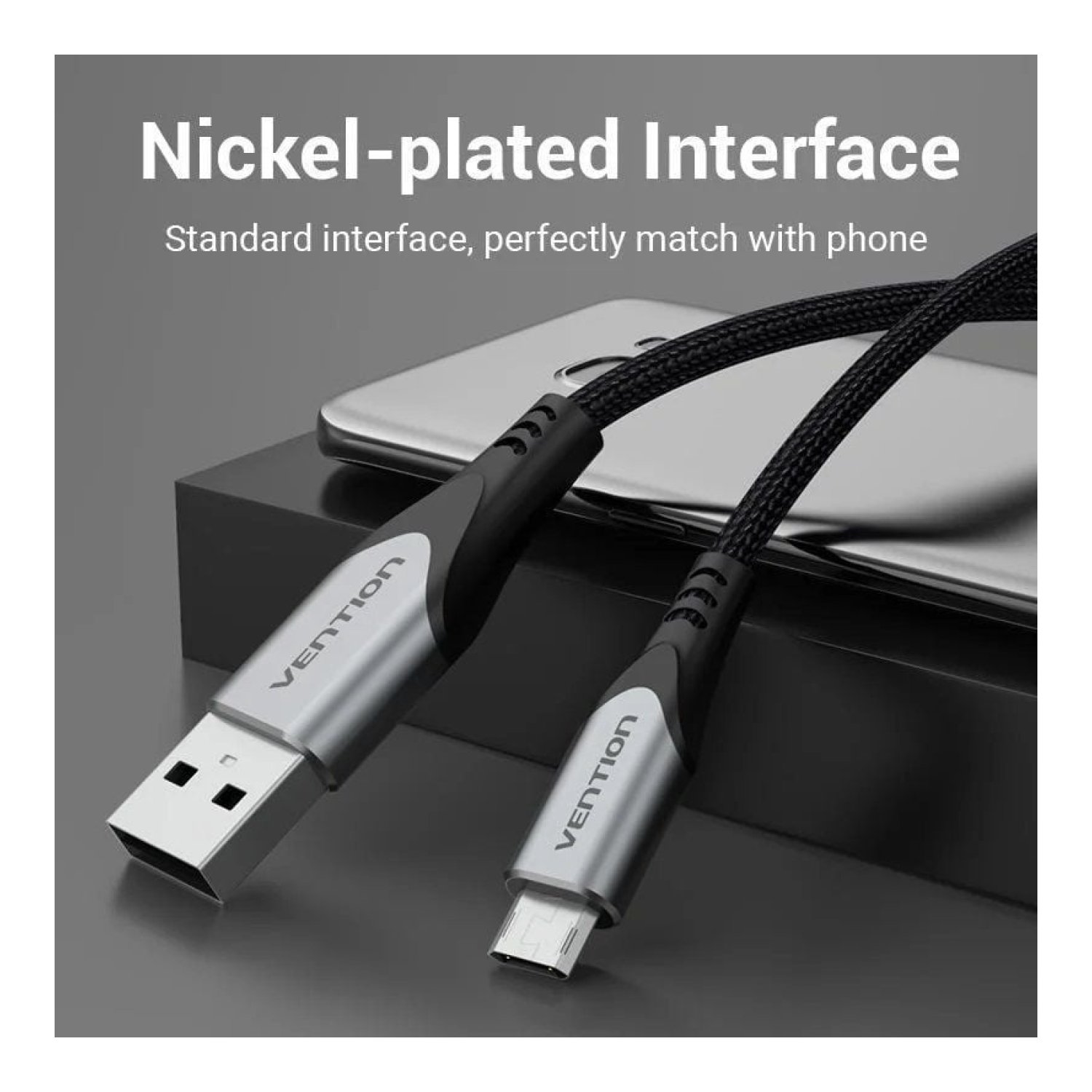 Vention Cable USB 2.0 · USB Macho a Micro USB · 480Mbps · 50cm · Negro