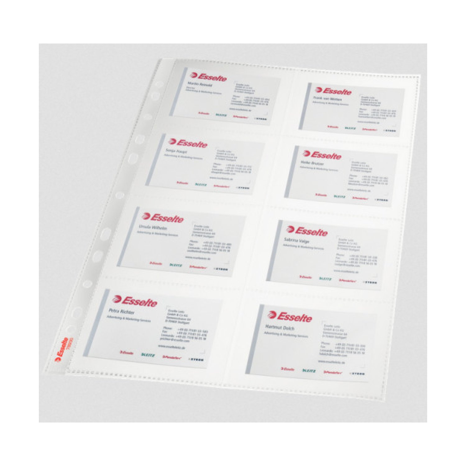 Esselte · 10 Fundas Tarjetas Visitas · Formato A4 · 110 Micras PVC · Multitaladro