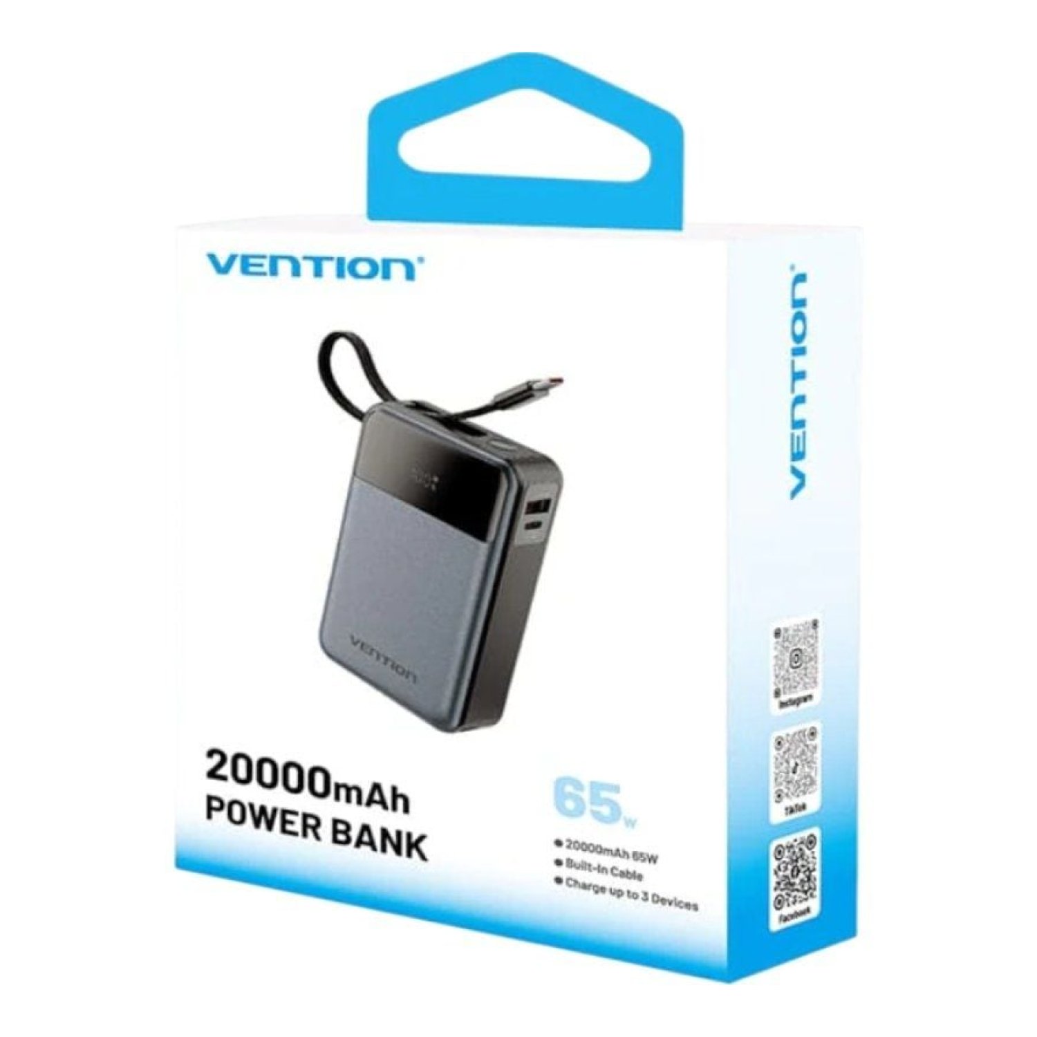 Vention Powerbank 20000mAh · 65W · USB Tipo-C · Gris