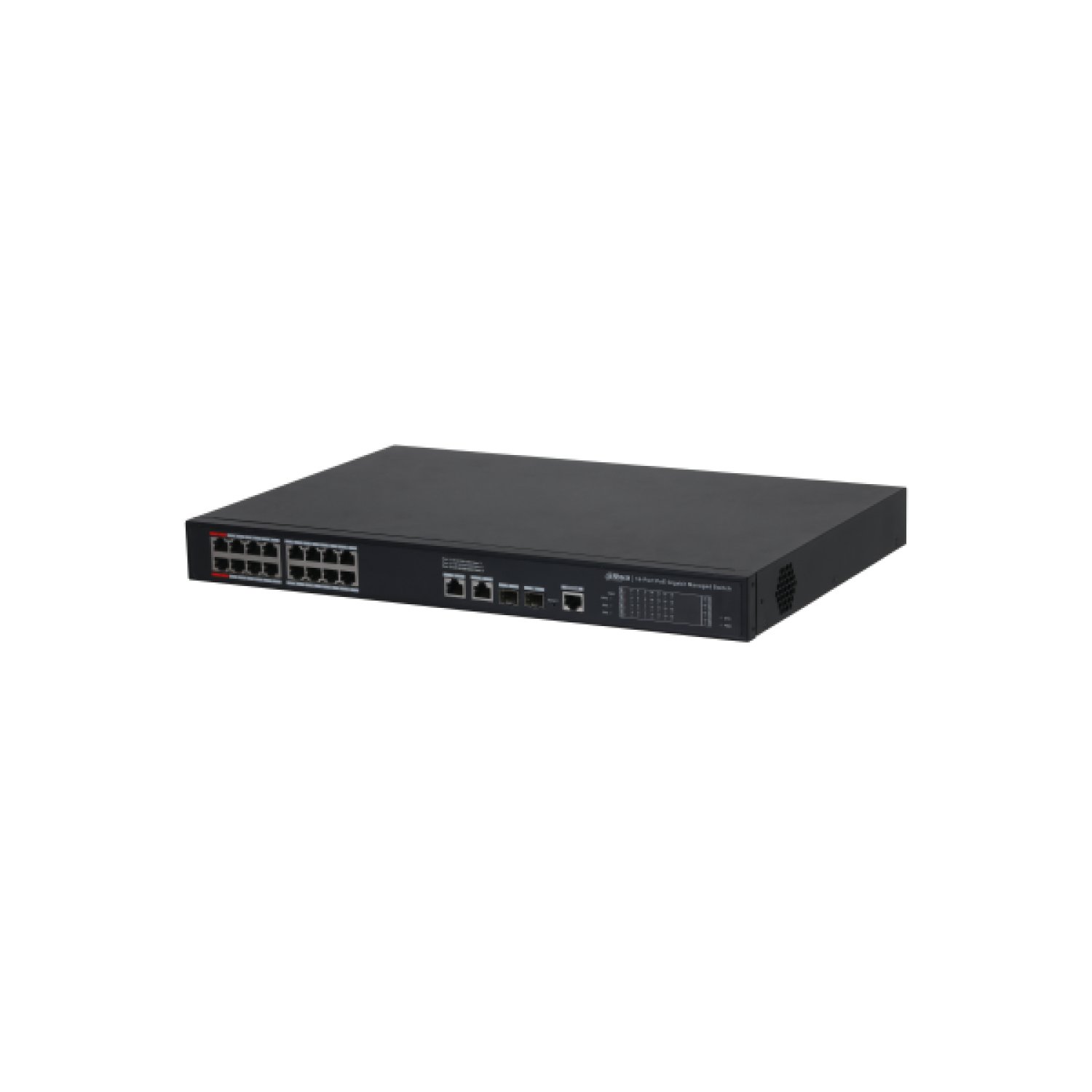 Dahua Switch Managed · 20 Puertos · 16 Puertos PoE · L2 · 250M · PoE Watchdog