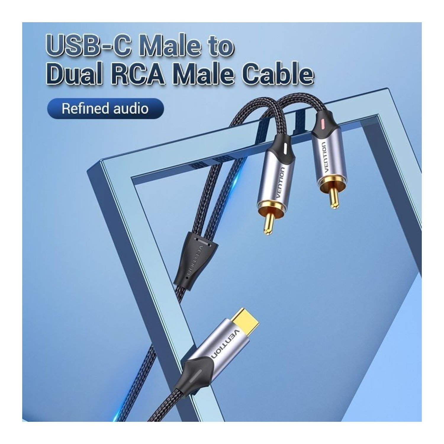 Vention Cable Conversor · 2x RCA a USB Tipo-C · 1,5m · Gris