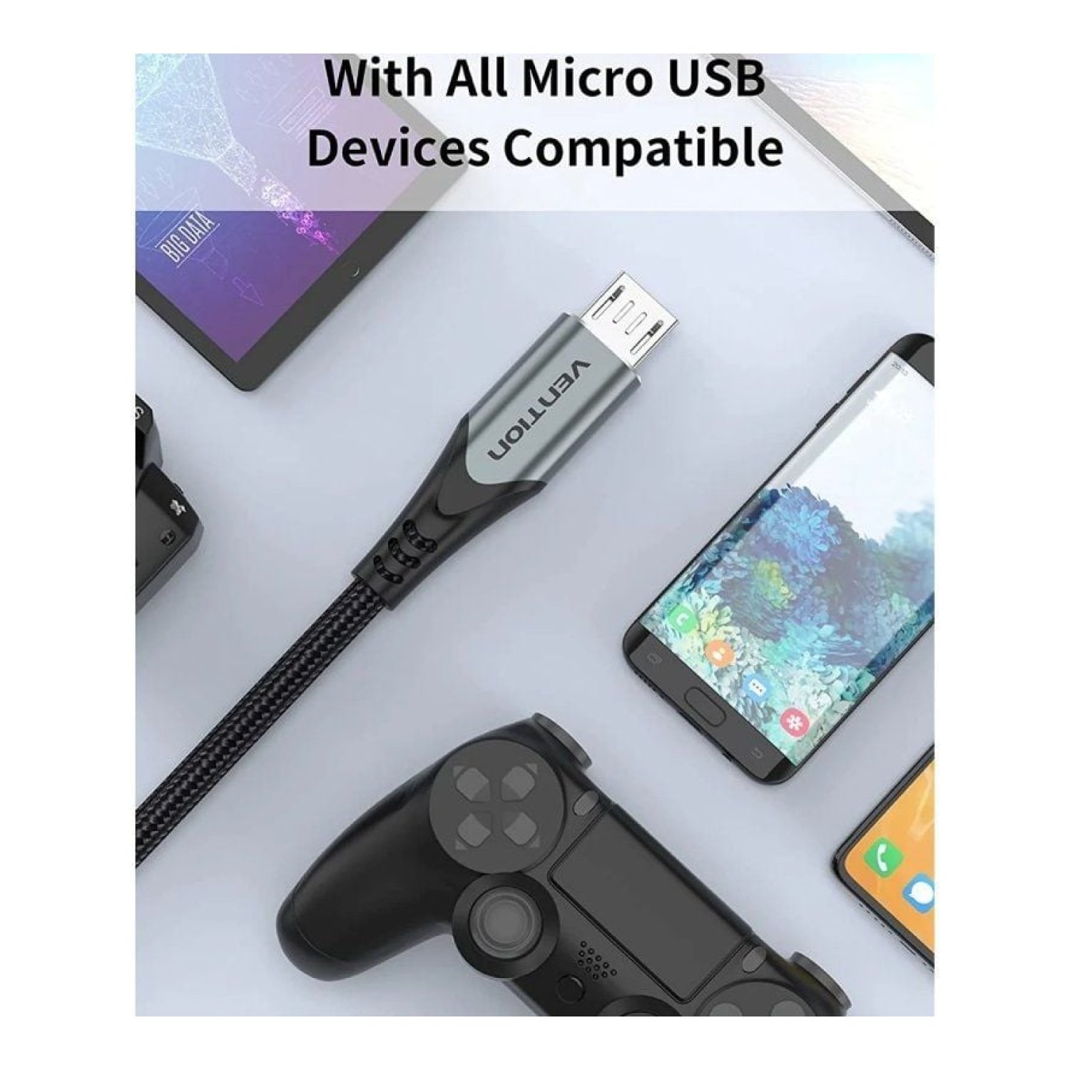 Vention Cable USB 2.0 · MicroUSB a USB · 480Mbps · 2m · Gris